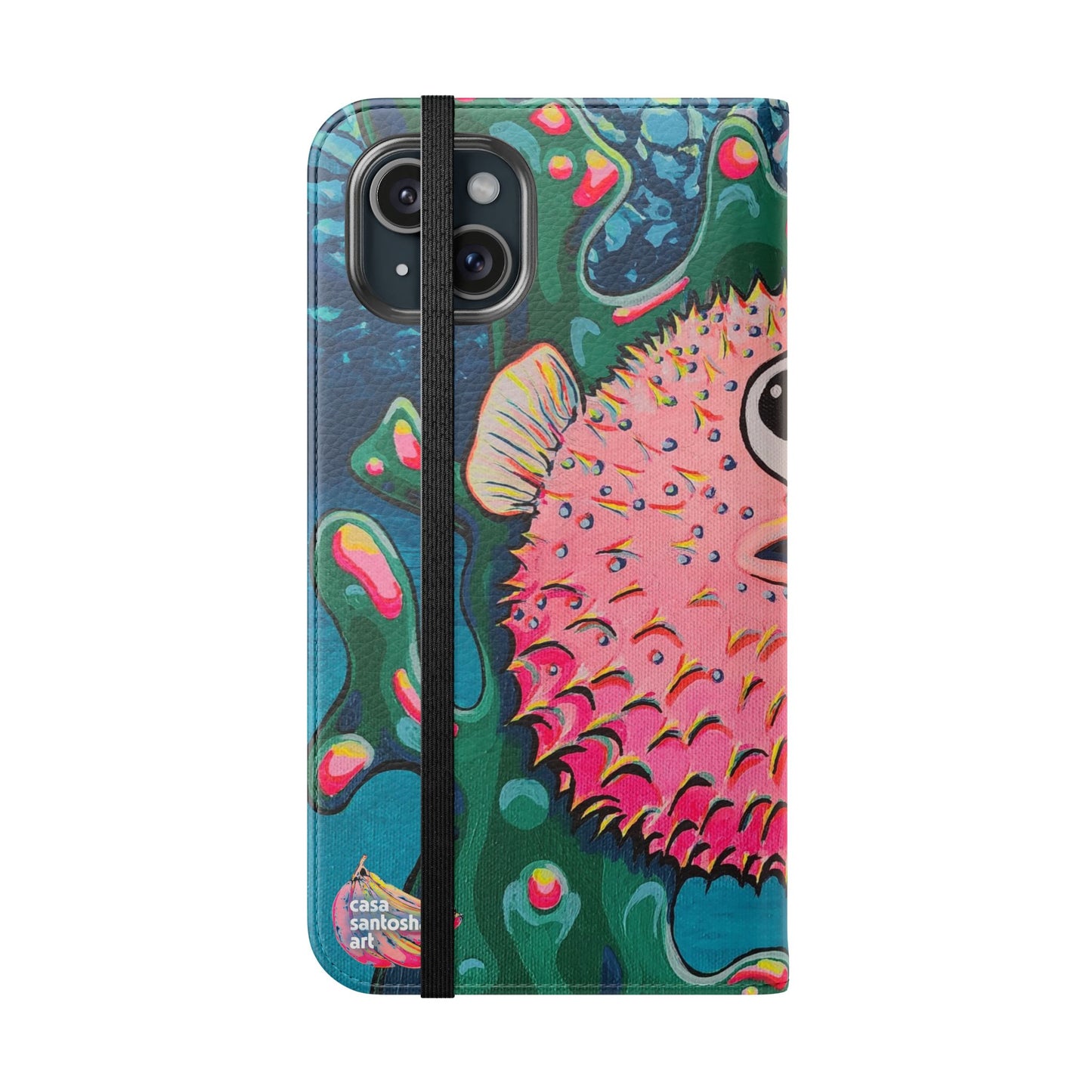Cyclops Pufferfish Flip Phone Case – Wallet Cover with Card Slots