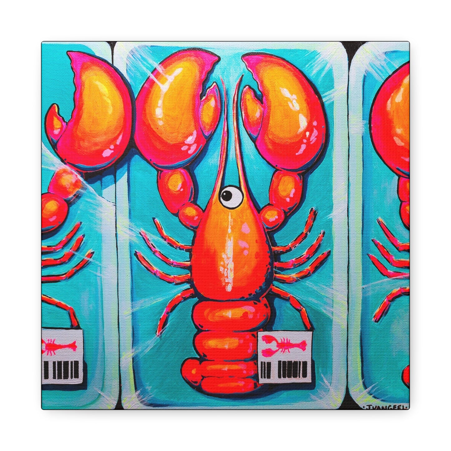 Neon Lobster Canvas Print, Original Artist Design, Home Decor, Wall Art