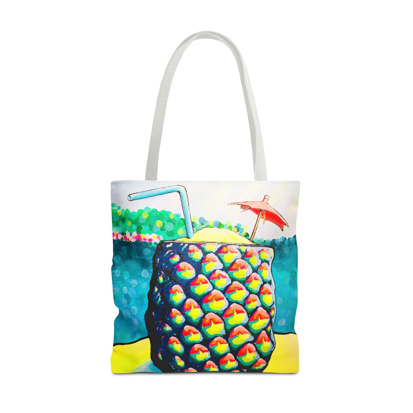 Premium Neon Piña Colada Tote Bag, Original Artist Design, Reusable Shopping Tote,  Eco-Friendly