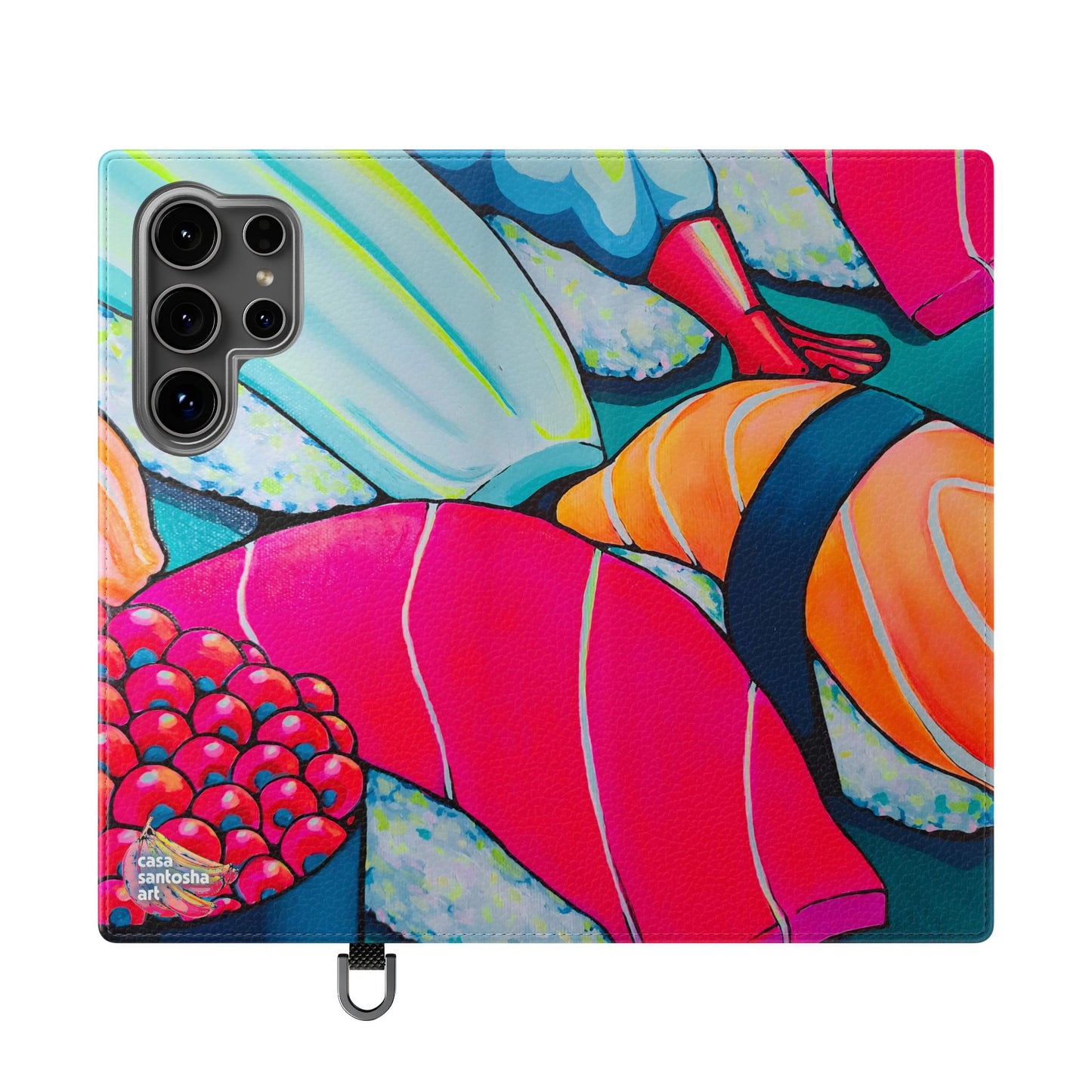 Étui portefeuille pour téléphone à clapet Neon Sushi avec porte-cartes