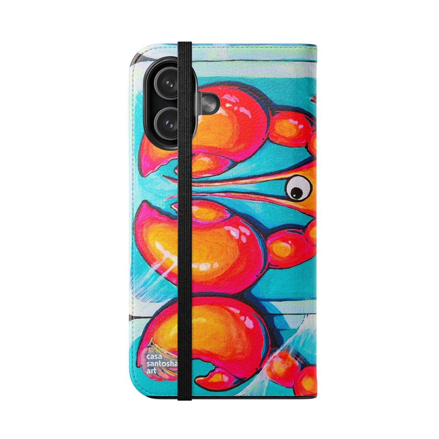 Neon Lobster Flip Phone Case – Wallet Cover with Card Slots