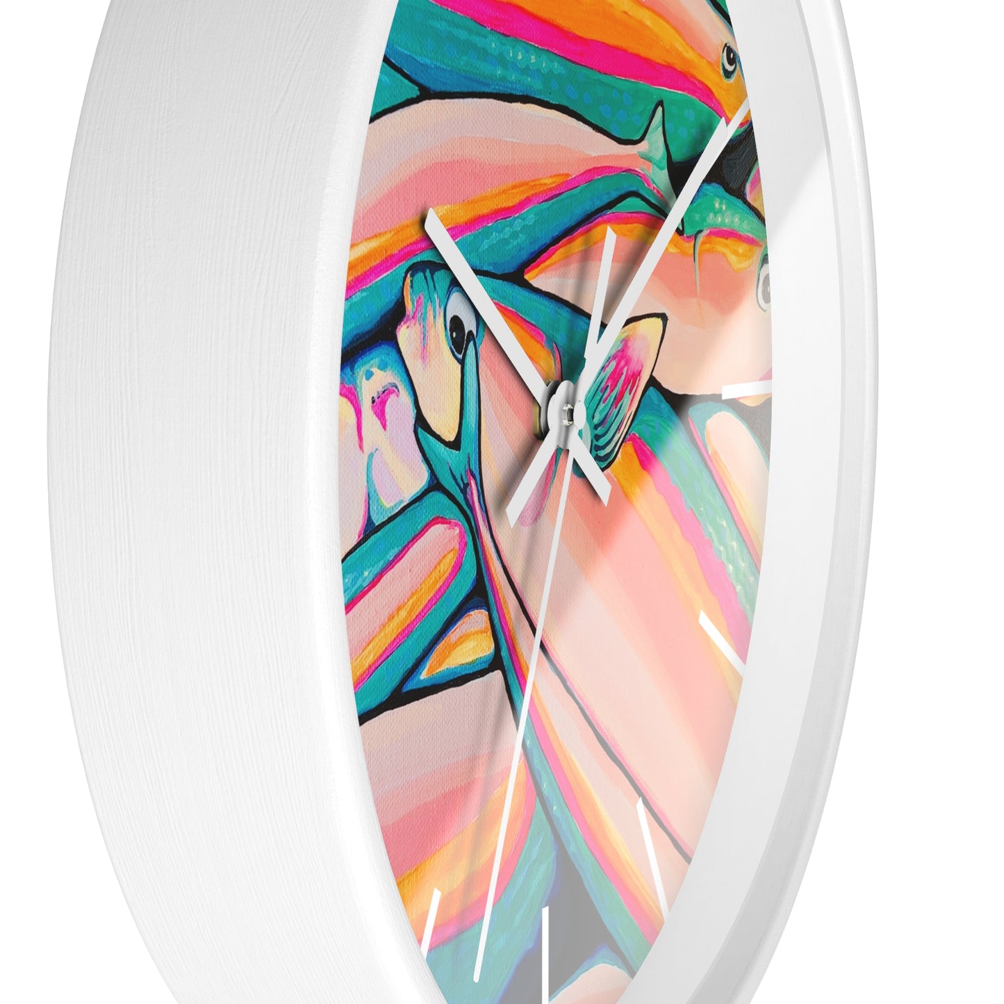 Neon Fish Pop Art Wall Clock