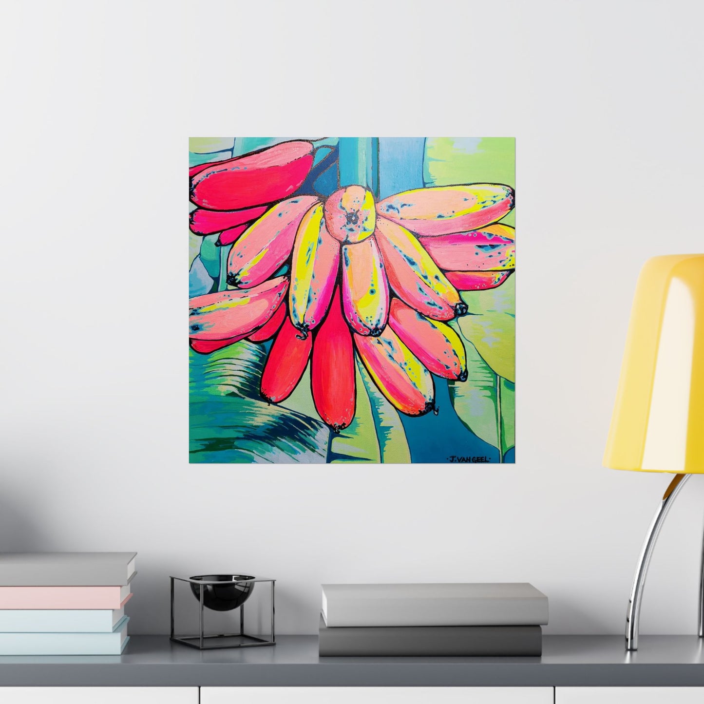Neon Primitivo Bananas Giclée Art Poster