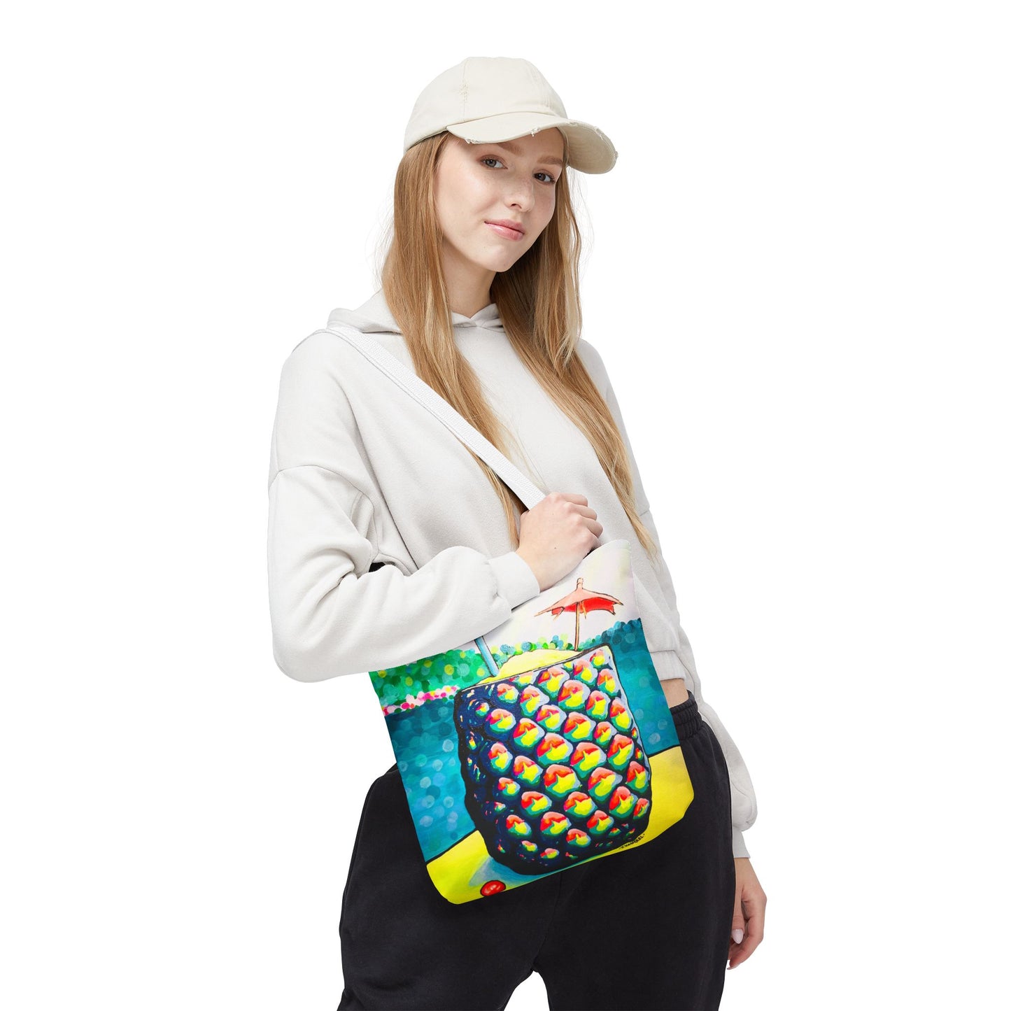 Premium Neon Piña Colada Tote Bag, Original Artist Design, Reusable Shopping Tote,  Eco-Friendly