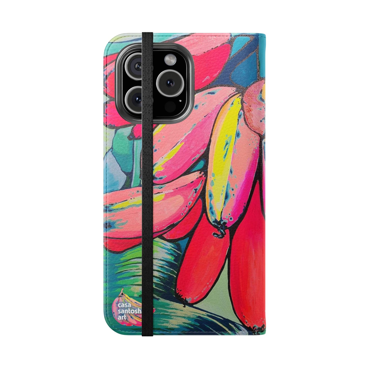 Neon Primitivo Bananas Flip Phone Case – Wallet Cover with Card Slots