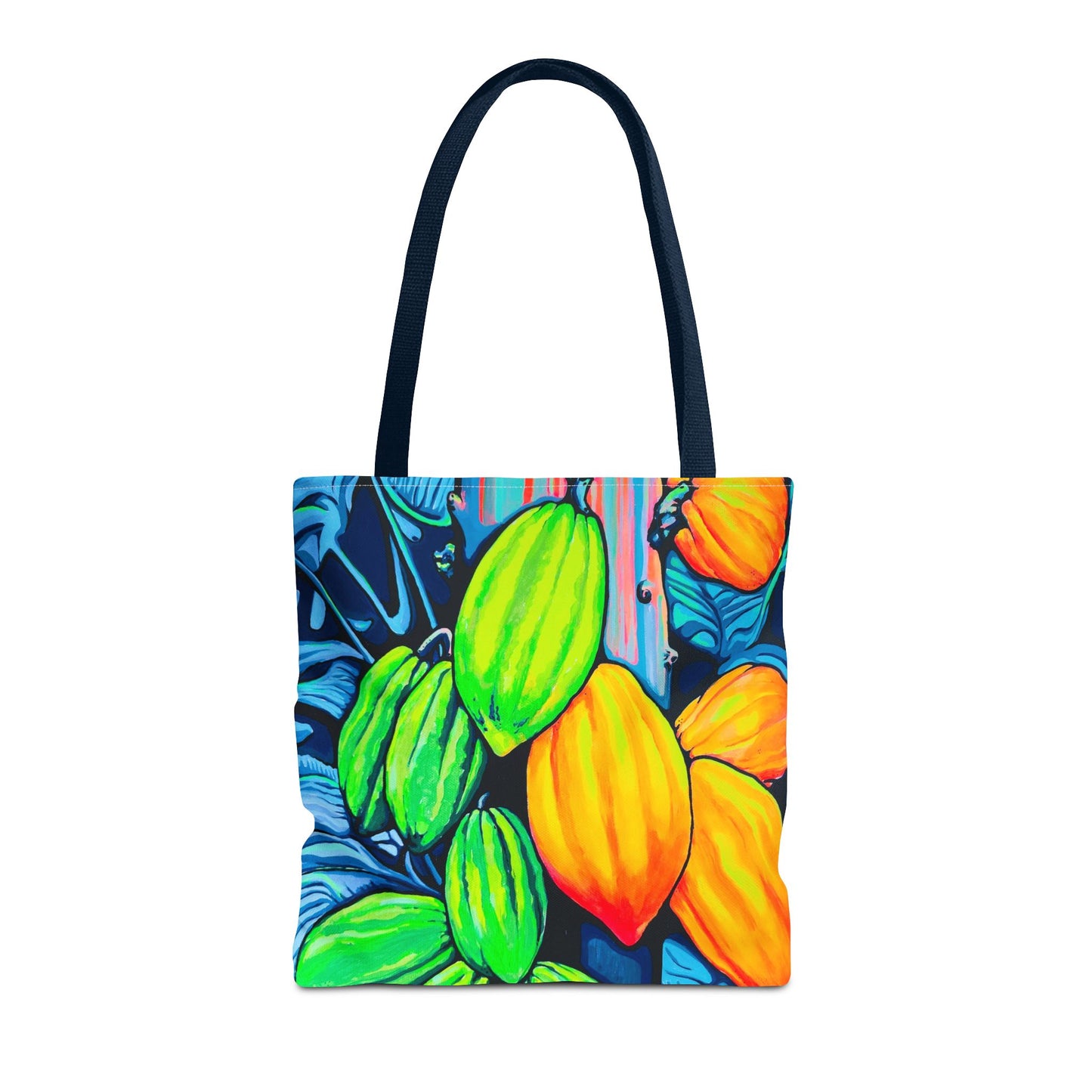 Premium Neon Cacao Tote Bag, Original Artist Design, Reusable Shopping Tote, Eco-Friendly