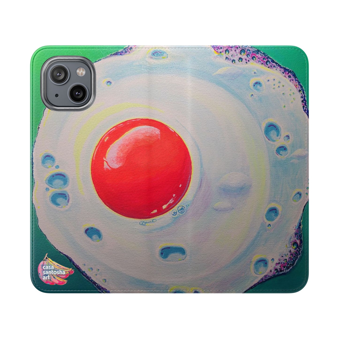 Neon Fried Egg Flip Phone Case – Wallet Cover with Card Slots