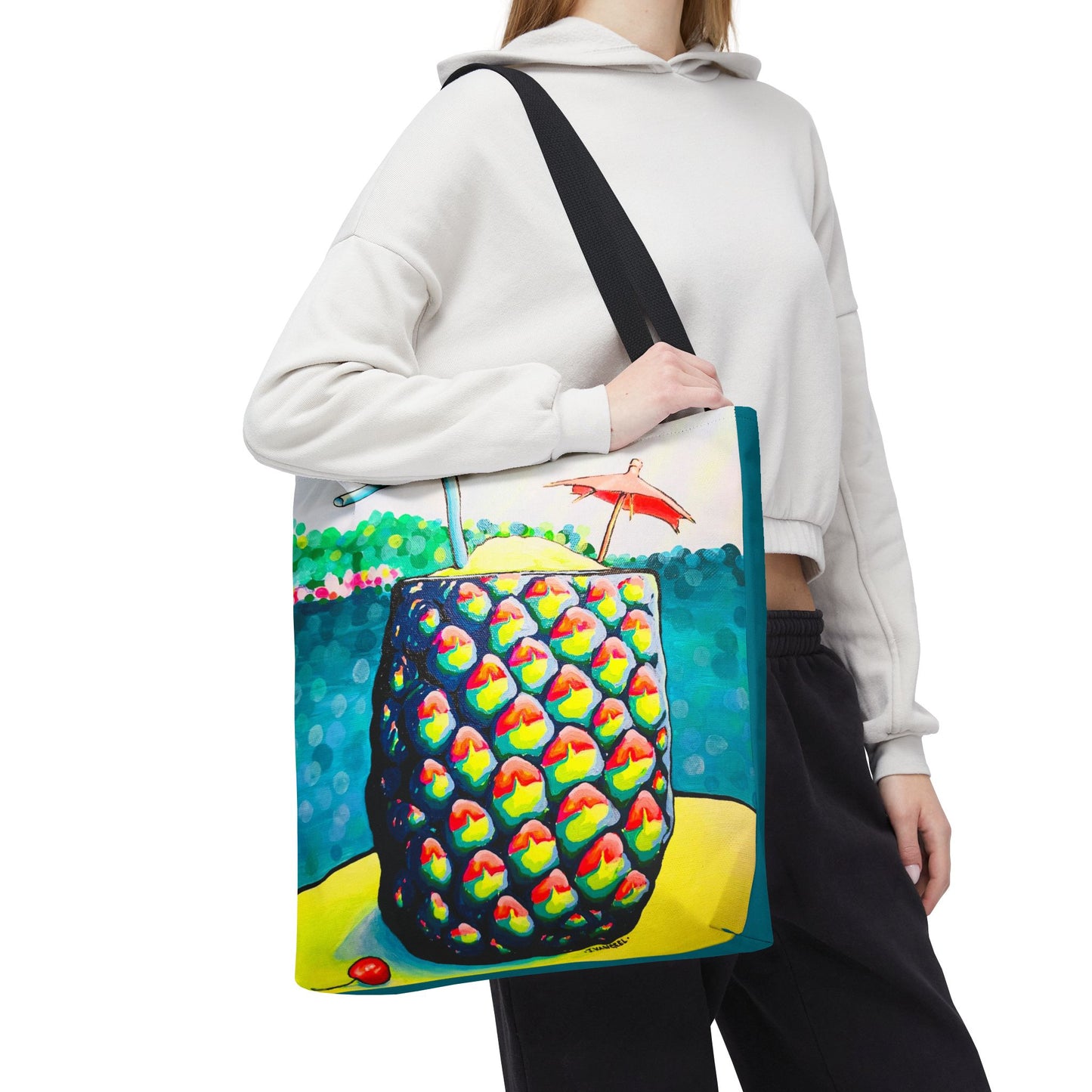 Premium Neon Piña Colada Tote Bag, Original Artist Design, Reusable Shopping Tote,  Eco-Friendly