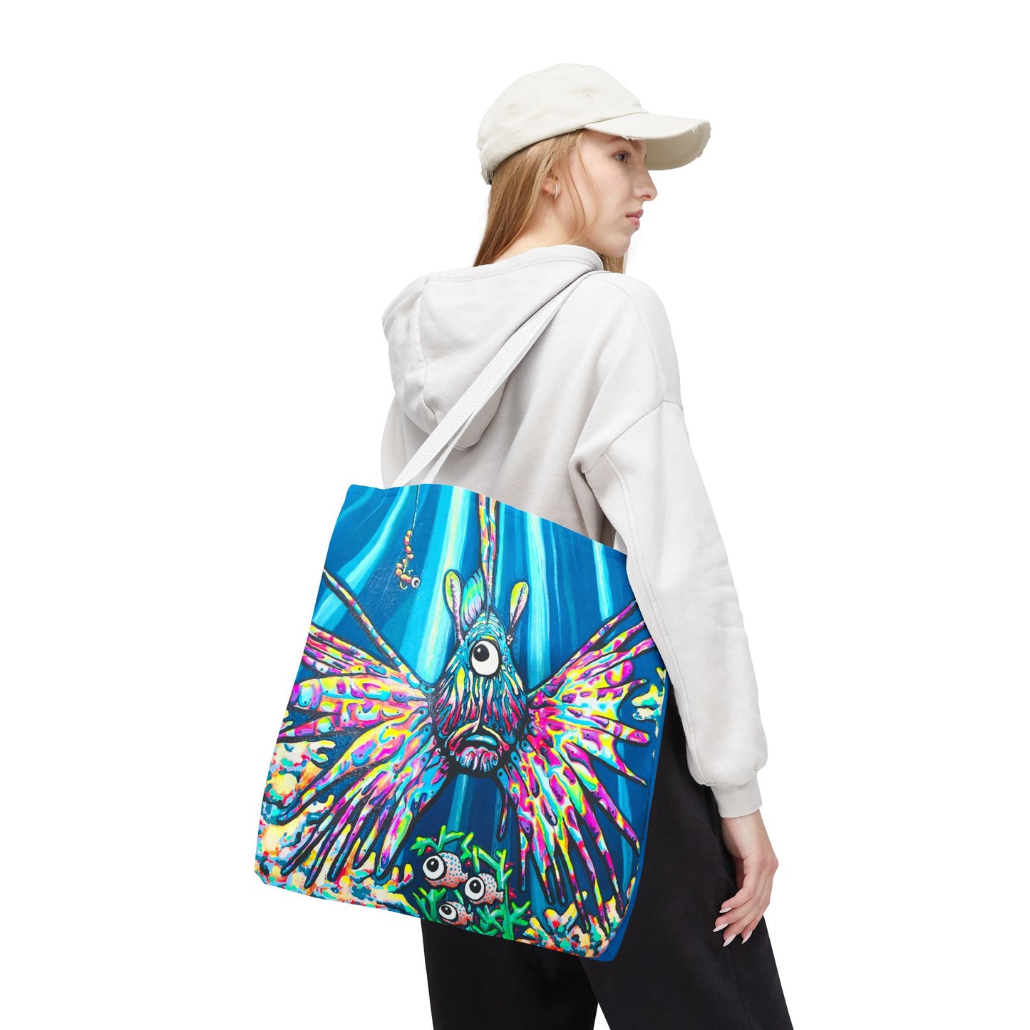 Premium Cyclops Lionfish Tote Bag, Original Artist Design, Reusable Shopping Tote,  Eco-Friendly