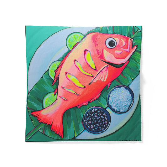 Neon Fried Fish Duvet Cover - neon pop art by Casa Santosha Art