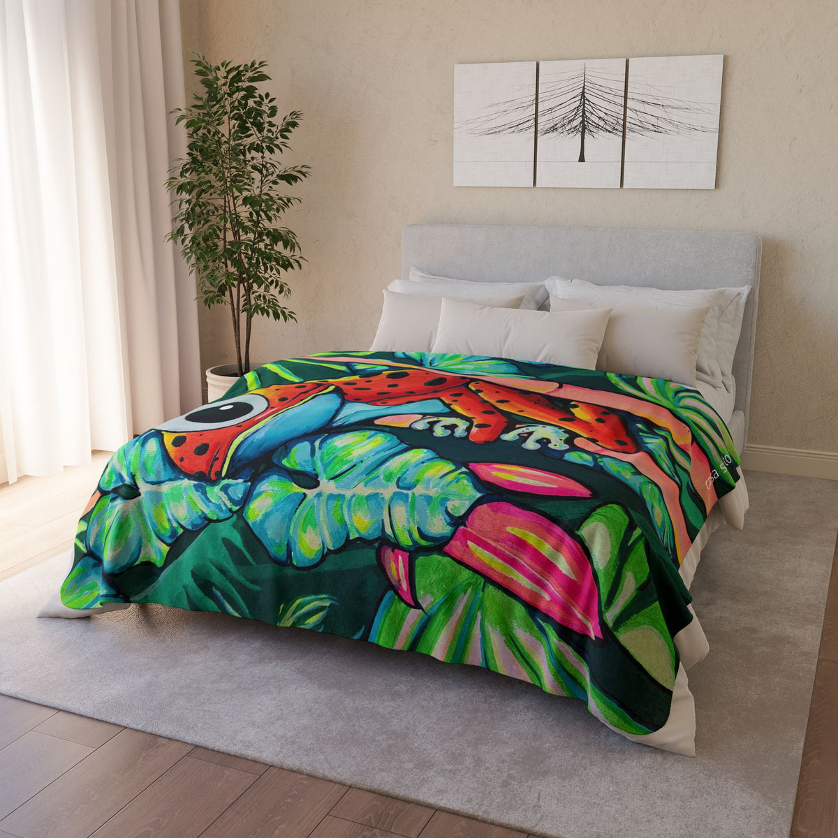Cyclops Red Frog Fleece Sherpa Blanket
