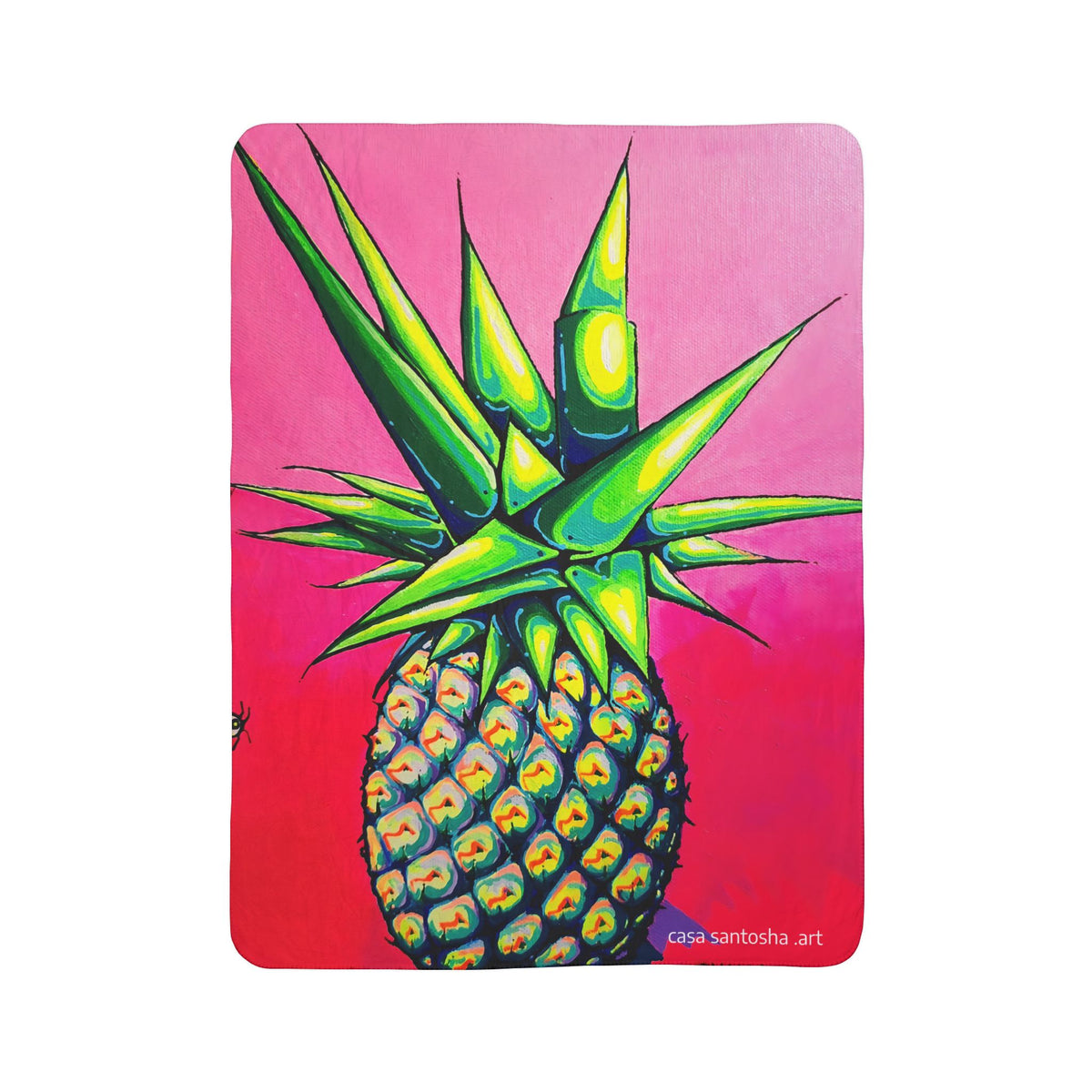 Neon Pineapple Fleece Sherpa Blanket