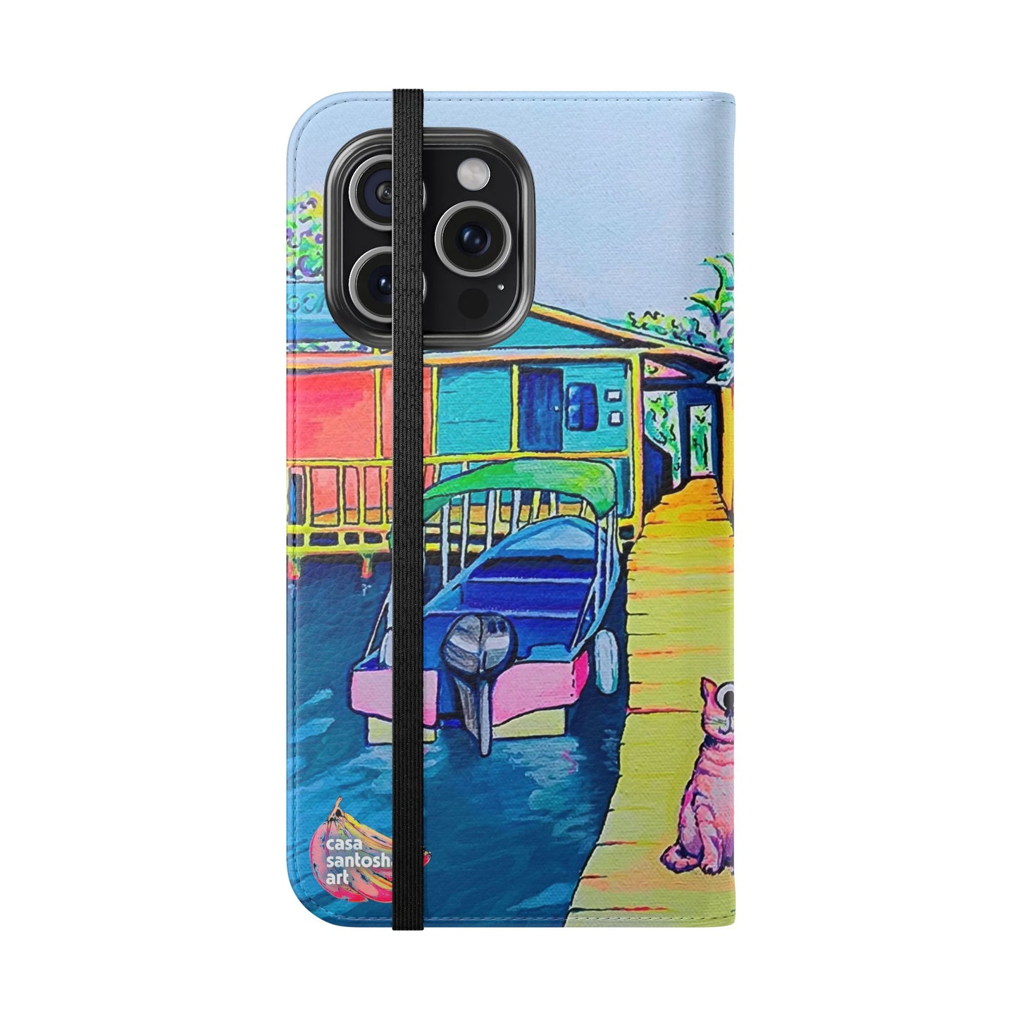 Cyclops Cat and Dog in Bocas Flip Phone Case – Wallet Cover with Card Slots