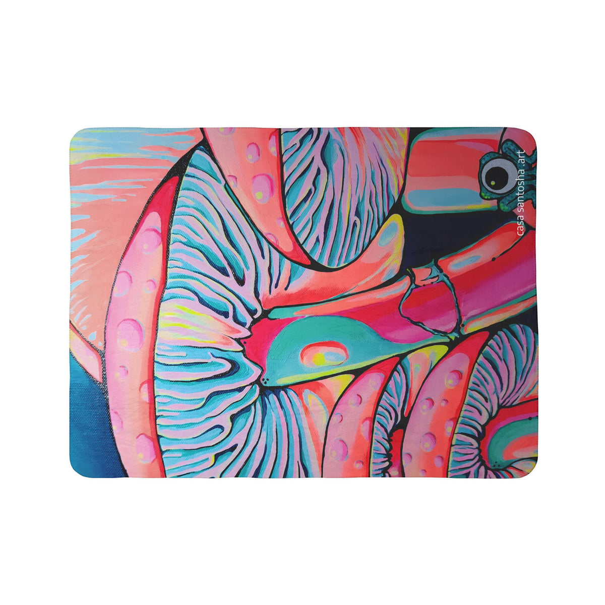 Trippy Mushrooms Fleece Sherpa Blanket