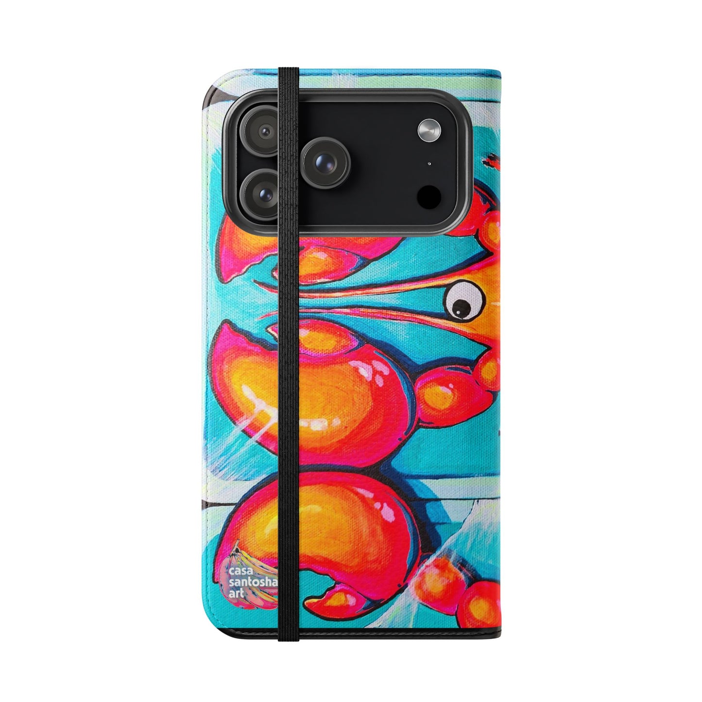 Neon Lobster Flip Phone Case – Wallet Cover with Card Slots