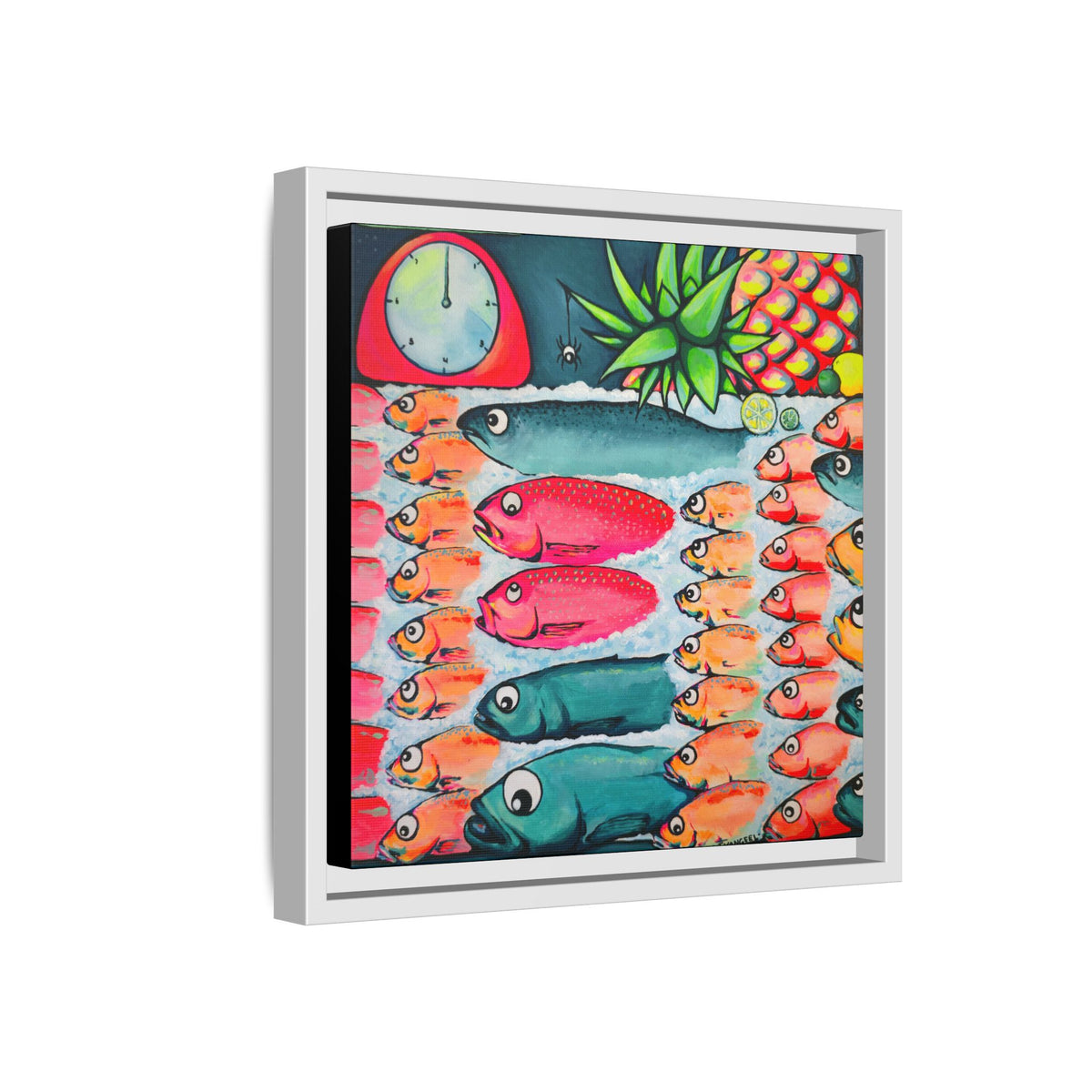 Framed Neon Cabo Fish Market Canvas Wall Art
