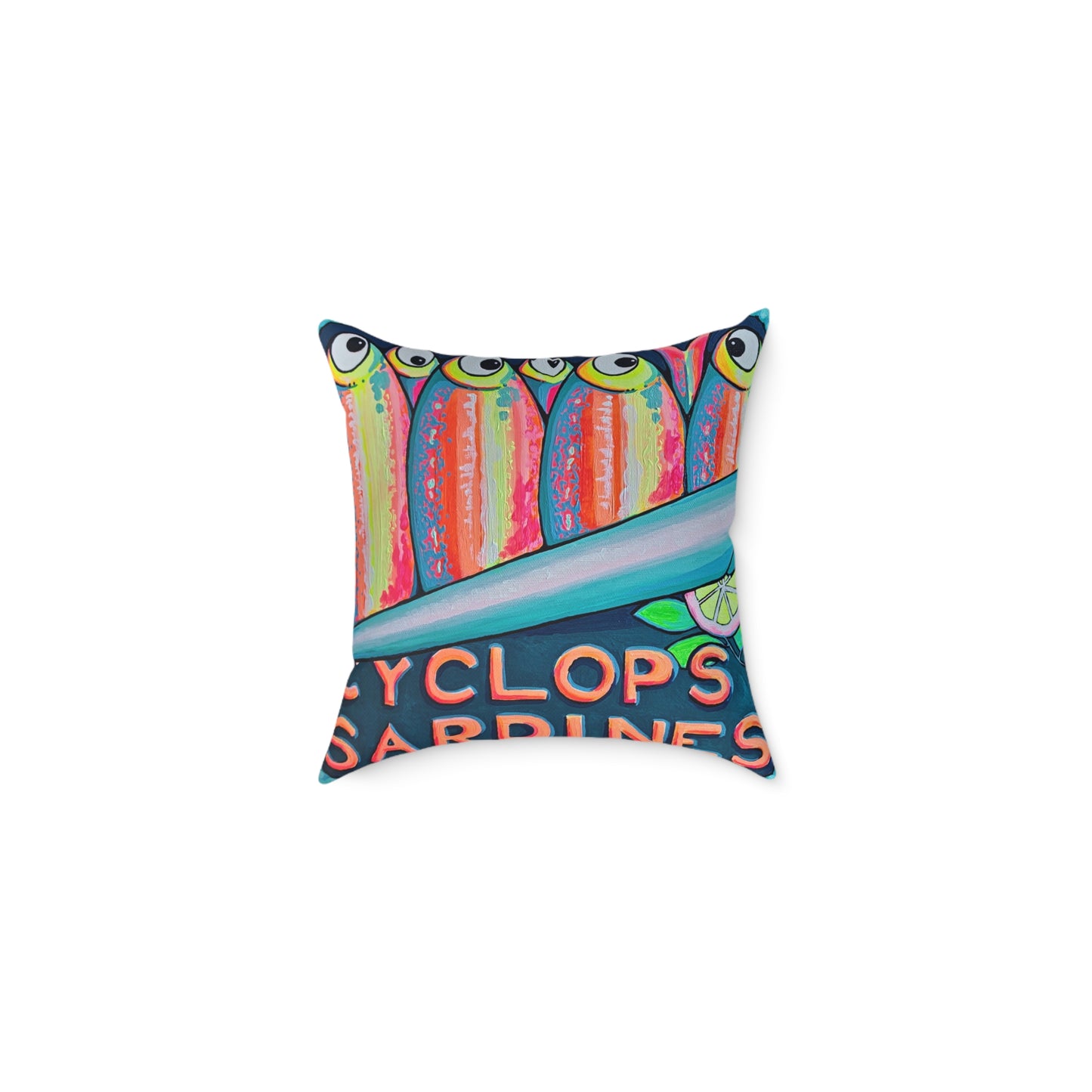 Neon Sardines Art Canvas Decorative Pillow
