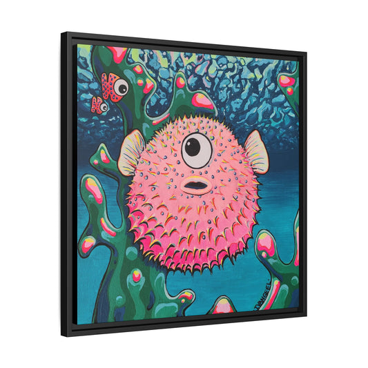 Framed Cyclops Pufferfish Canvas Print