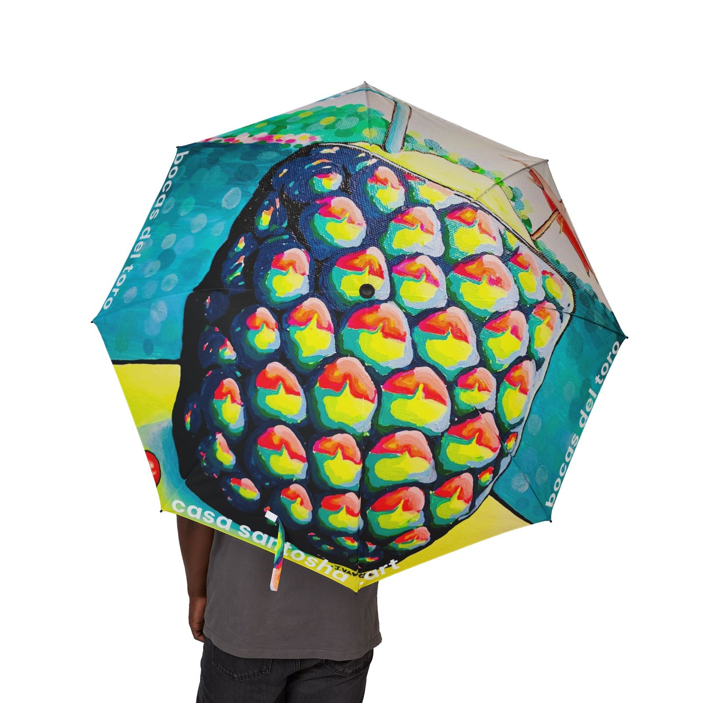 Neon Piña Colada Umbrella - Foldable & Stylish Rain Gear
