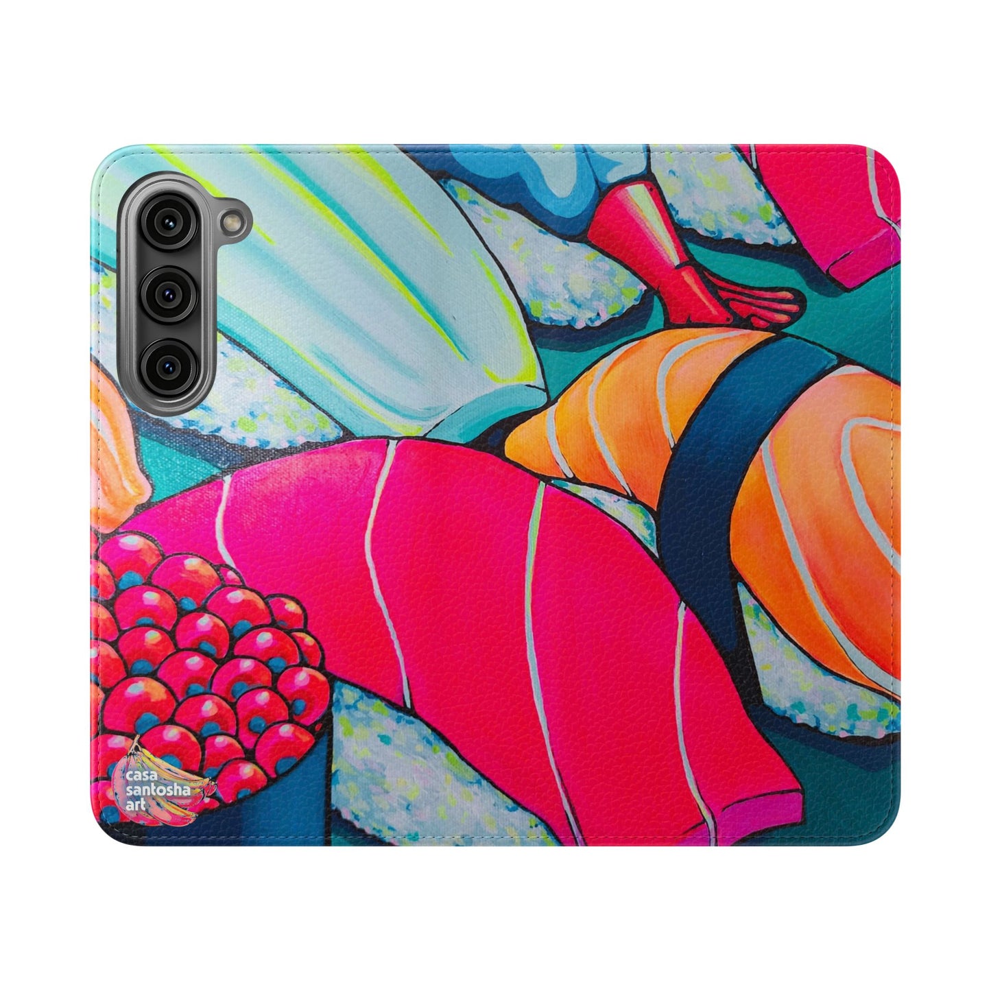 Neon Sushi Flip Phone Case – Wallet Cover with Card Slots