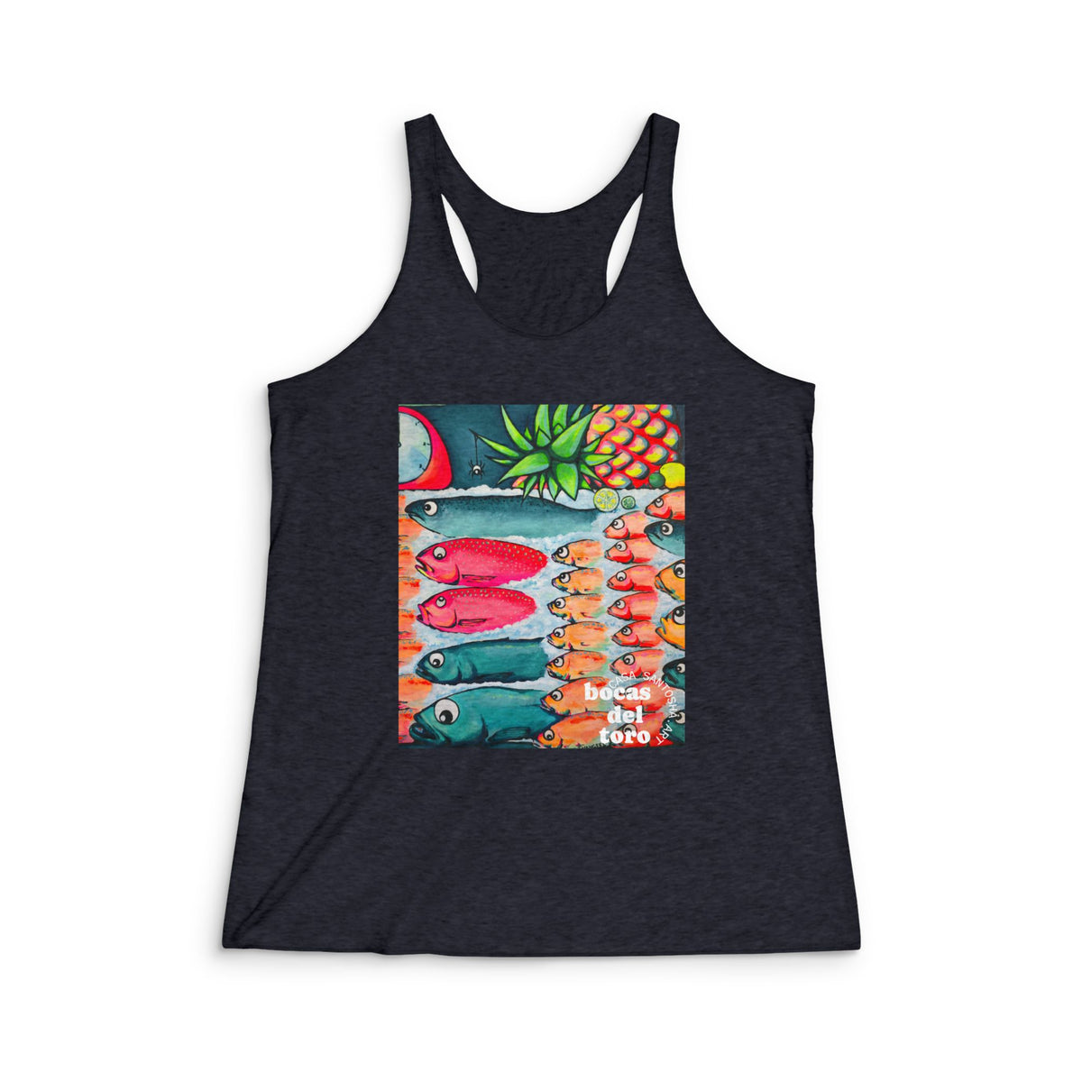 Women's Neon Cabo Fish Market Graphic Racerback Tank