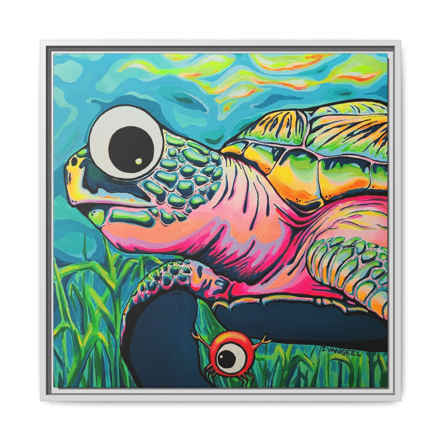 Framed Cyclops Turtle Canvas Print