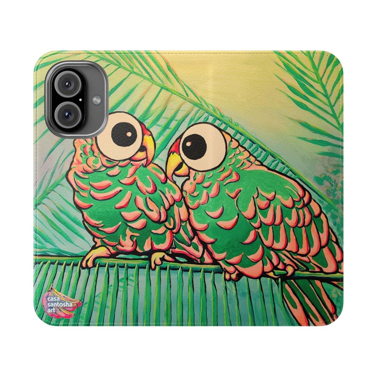 Chatty Cyclops Parrots Flip Phone Case – Wallet Cover with Card Slots