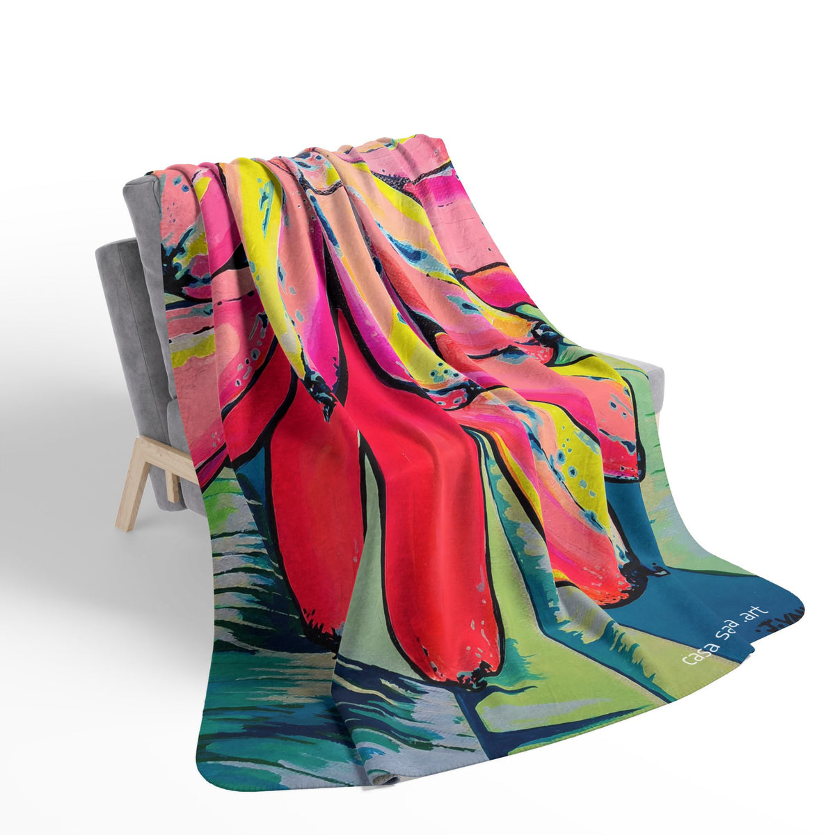 Neon Primitivo Bananas Fleece Sherpa Blanket