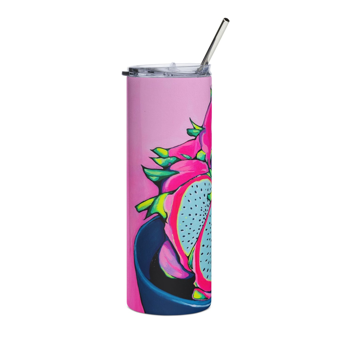 Neon Pink Dragon Fruit Stainless Steel Tumbler, 20oz | Fun Travel Mug, Eco-Friendly