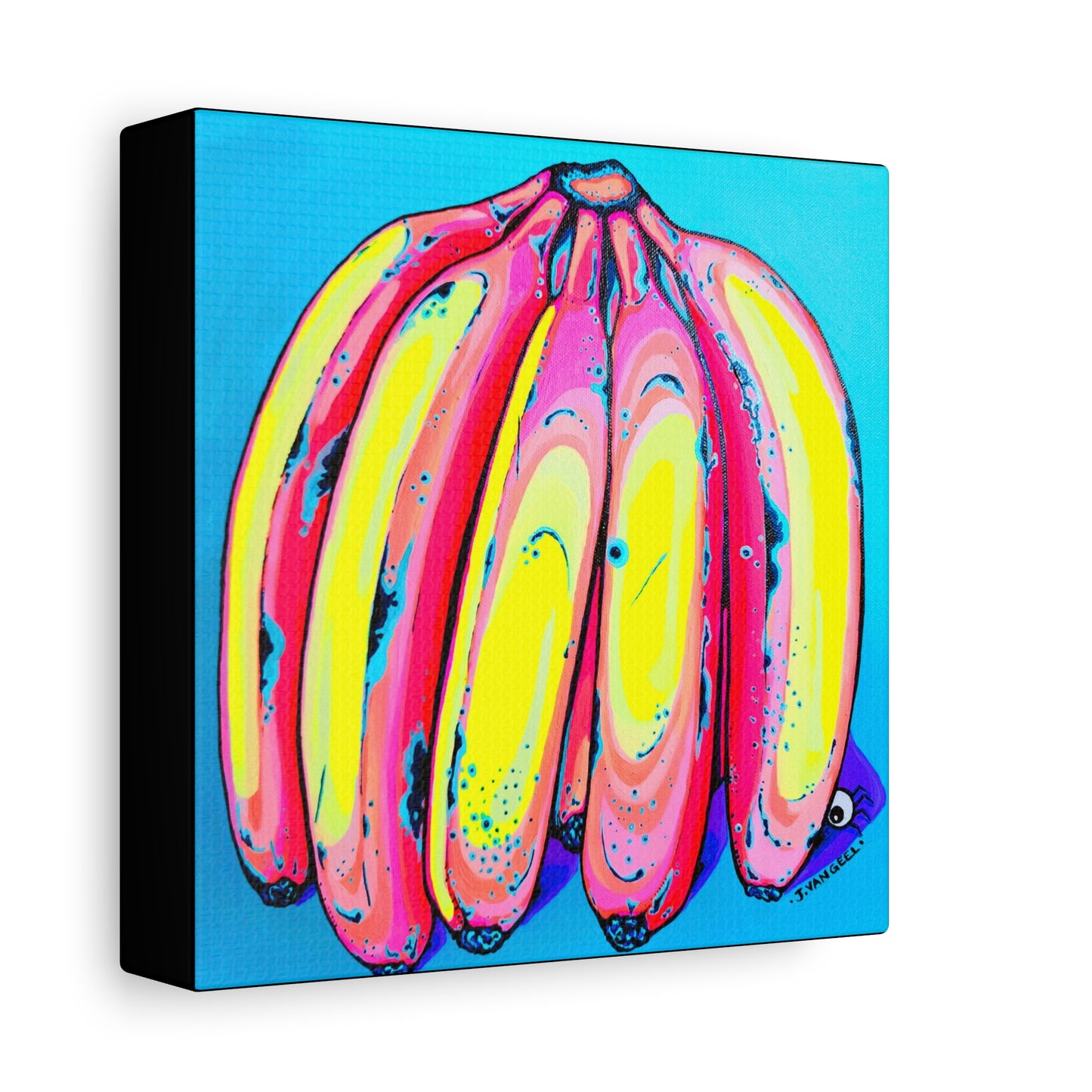 Neon Fat Bananas Canvas Wall Art