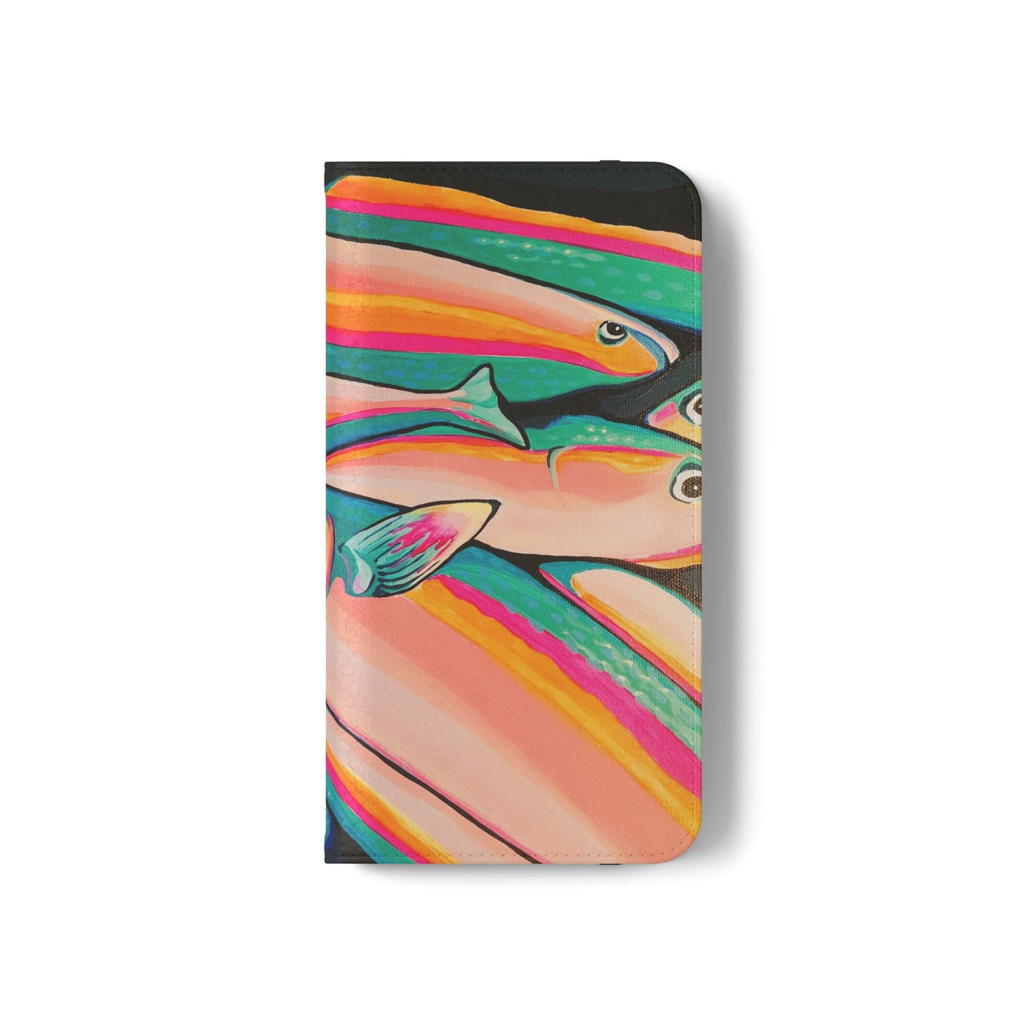 Neon Fish Flip Phone Case – Wallet Cover with Card Slots