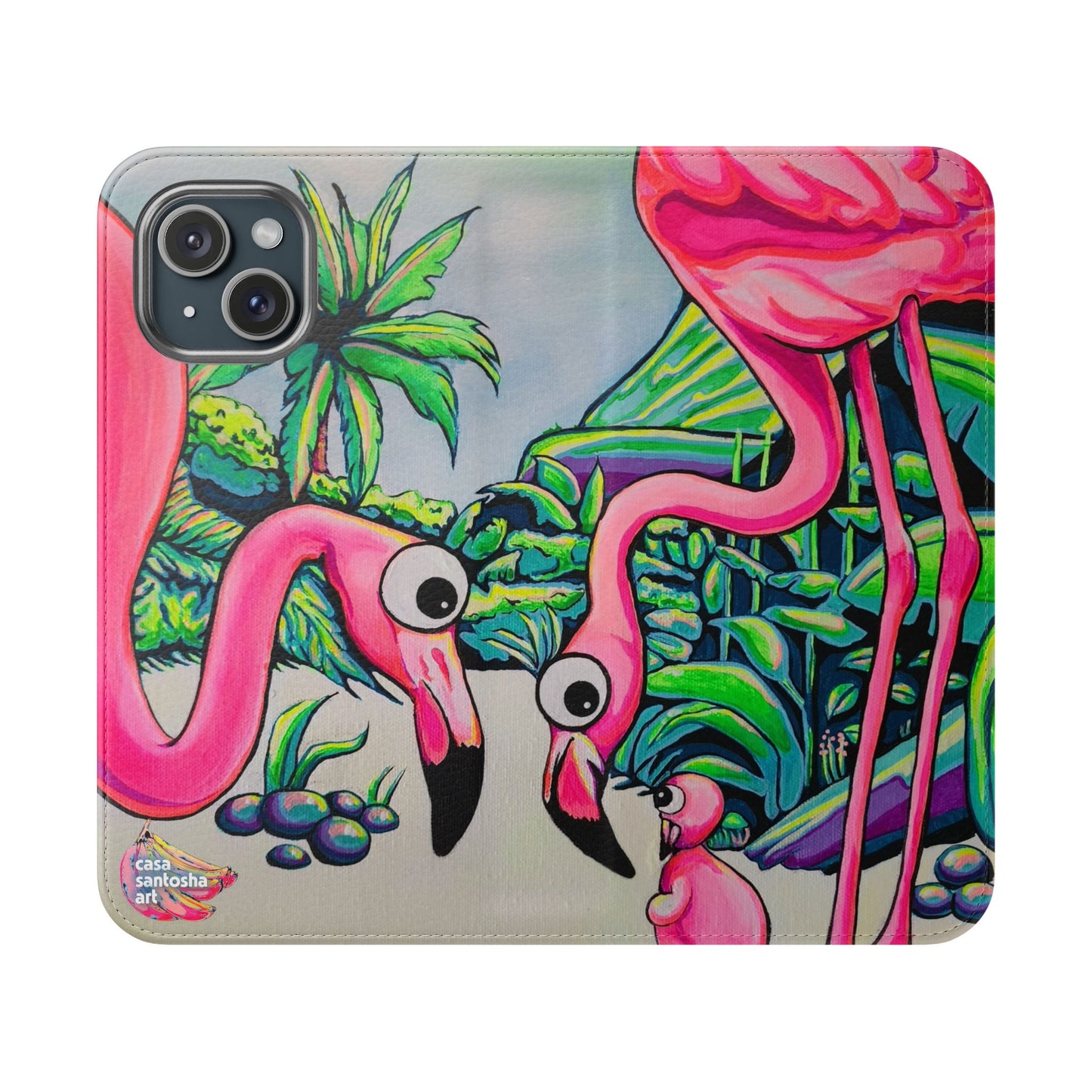 Cyclops Flamingo Family Flip Phone Case – Wallet Cover with Card Slots
