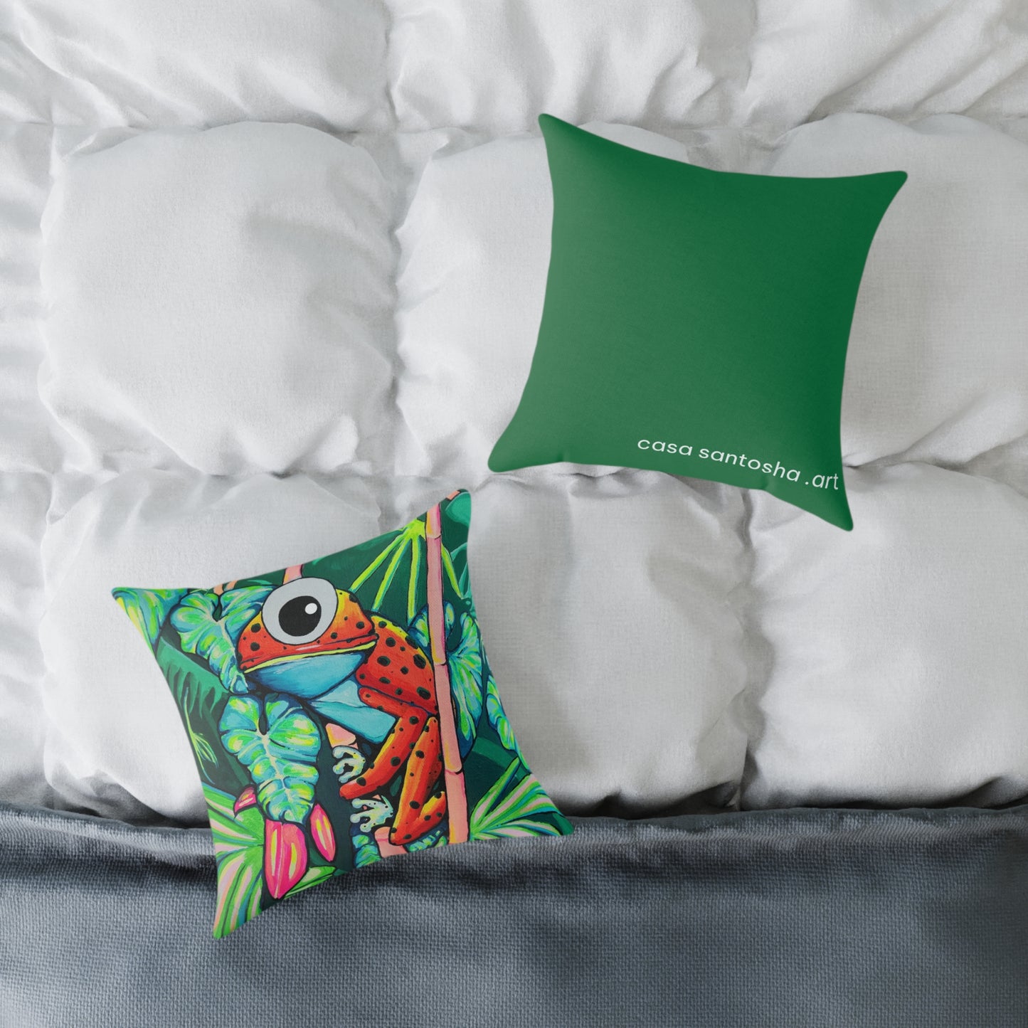 Cyclops Red Frog Art Canvas Decorative Pillow