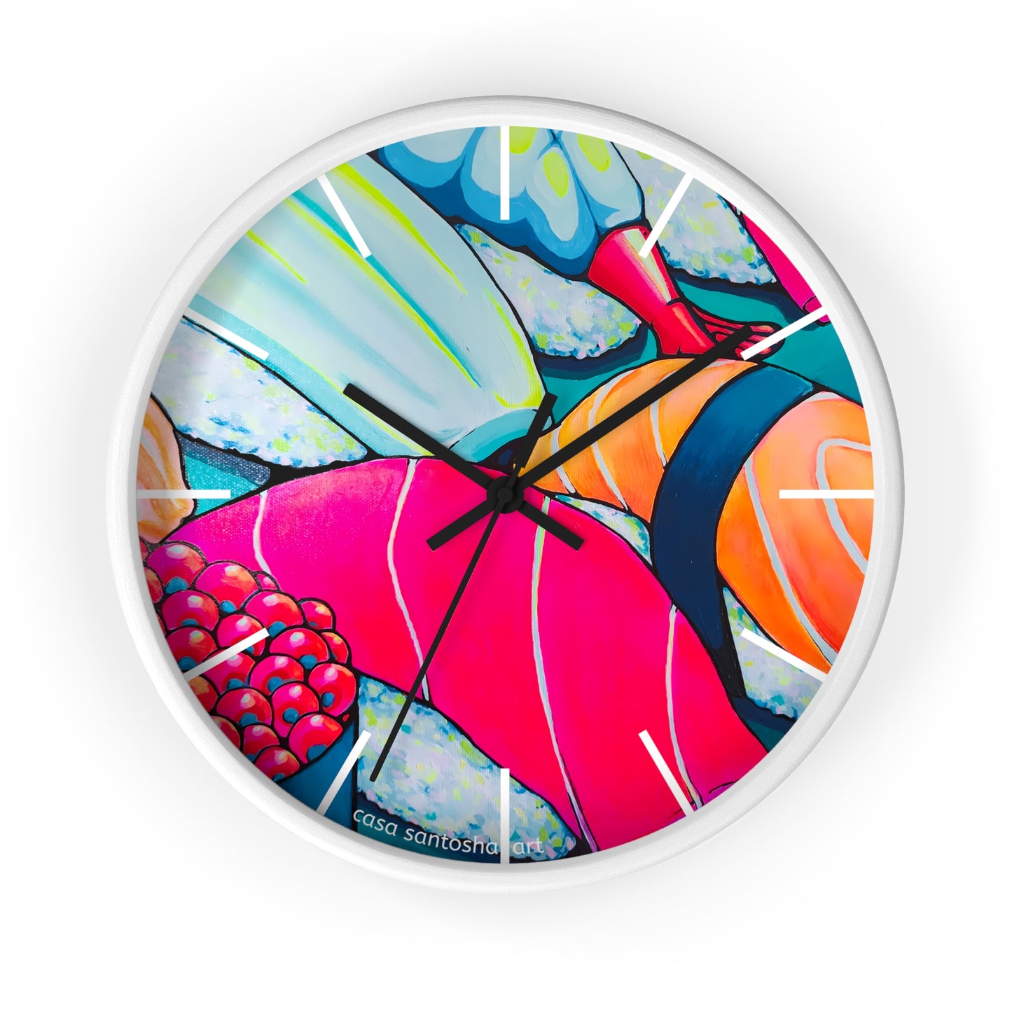 Horloge murale néon Sushi Pop Art