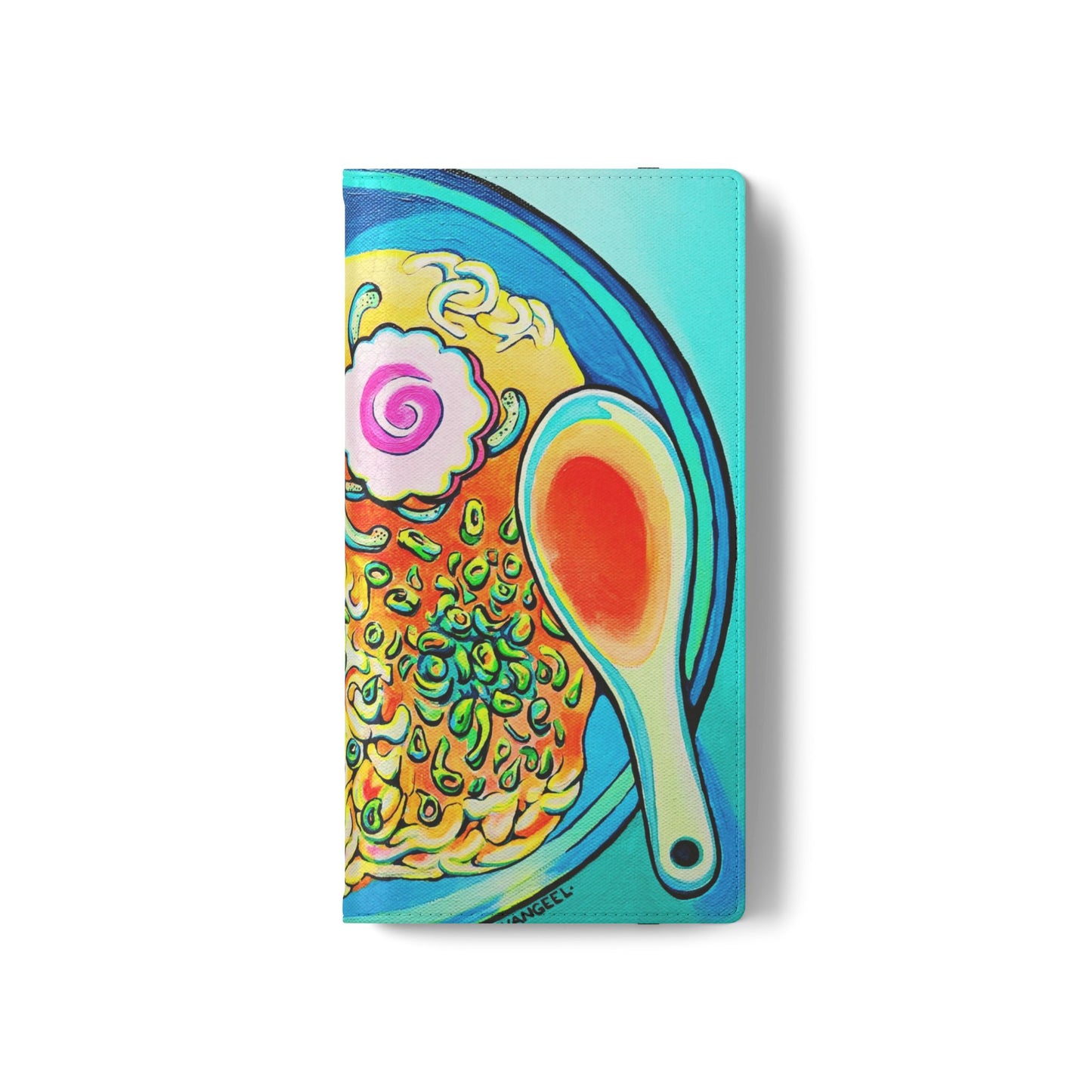 Neon Ramen Flip Phone Case – Wallet Cover with Card Slots