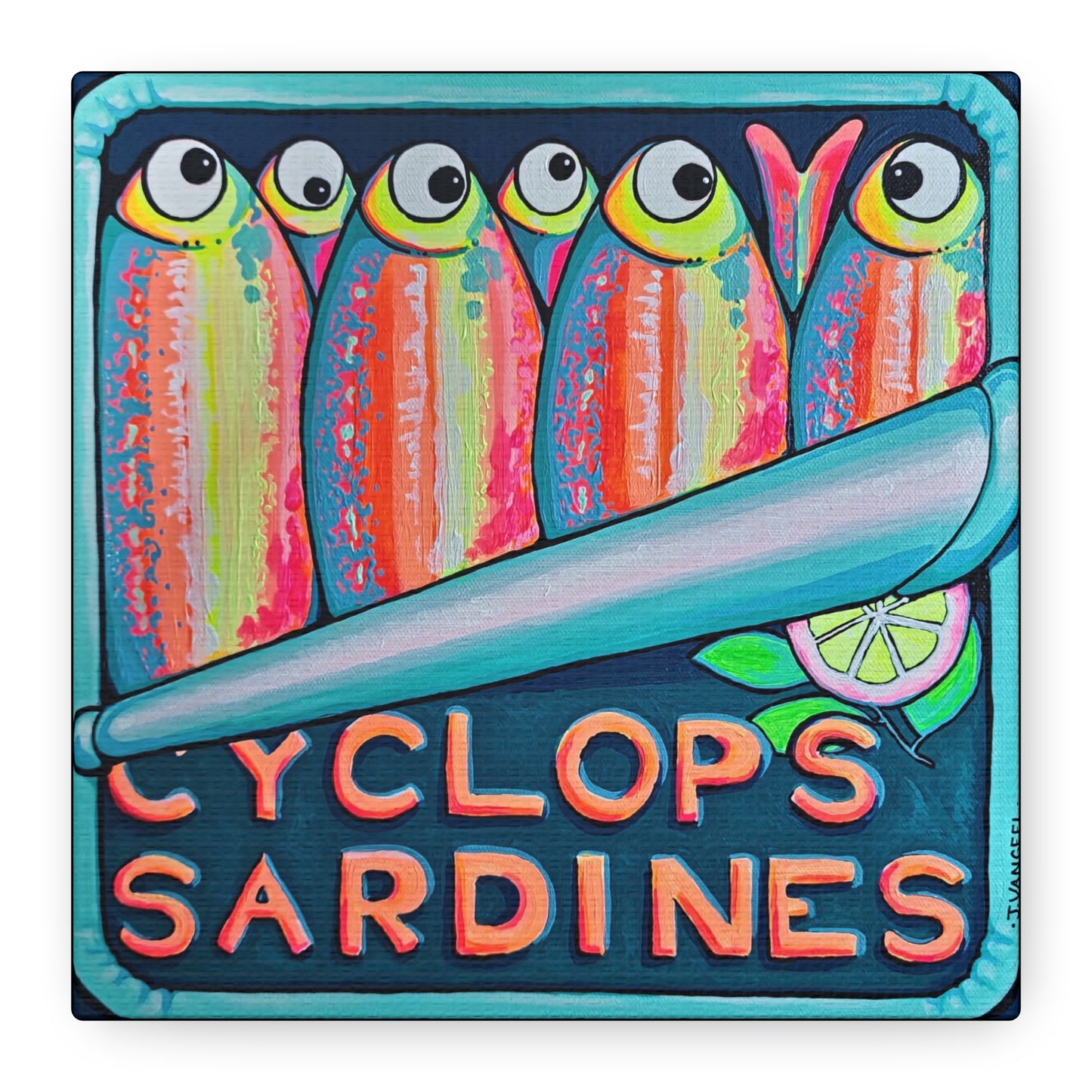 Neon Sardines Canvas Wall Art
