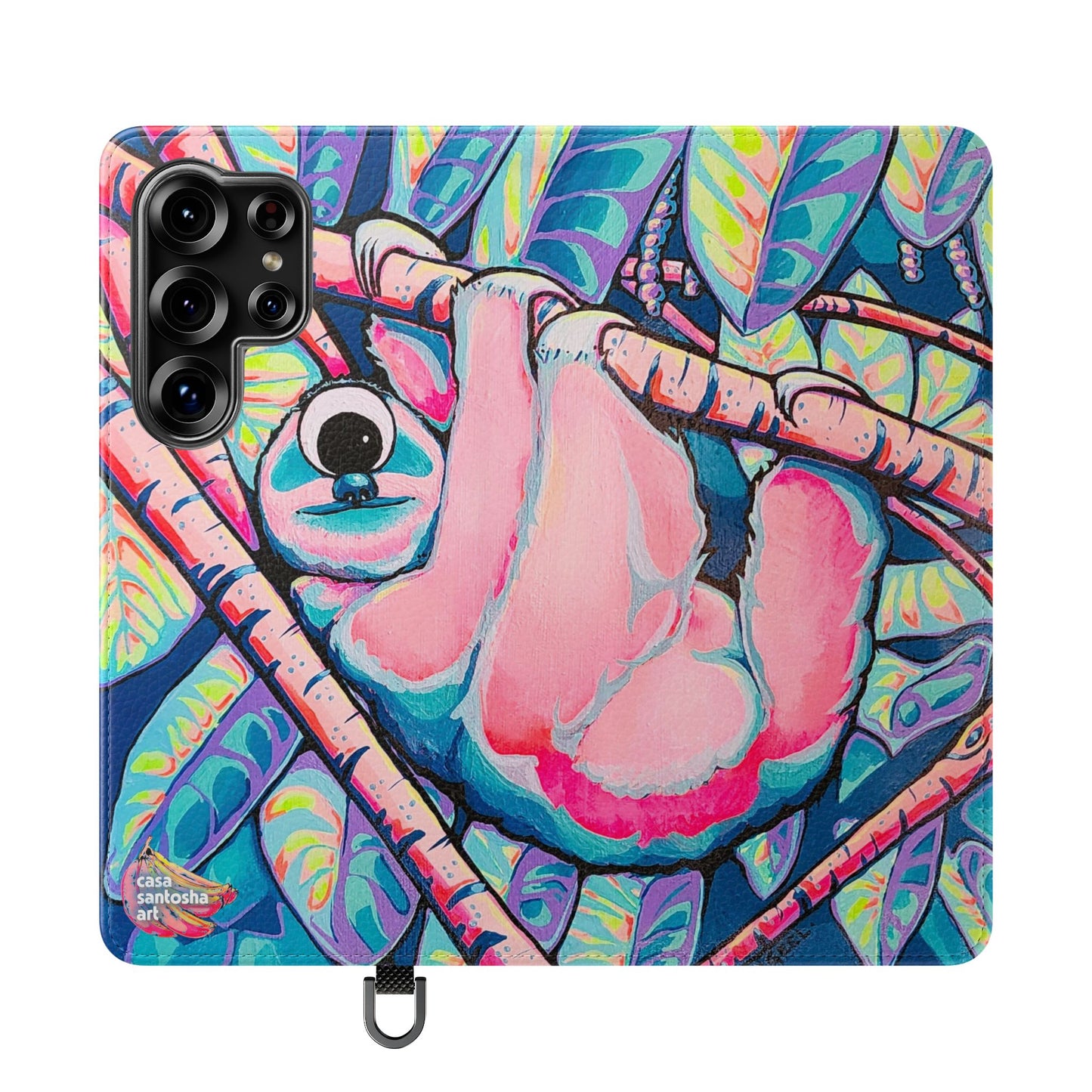 Cyclops Sloth Flip Phone Case – Wallet Cover with Card Slots