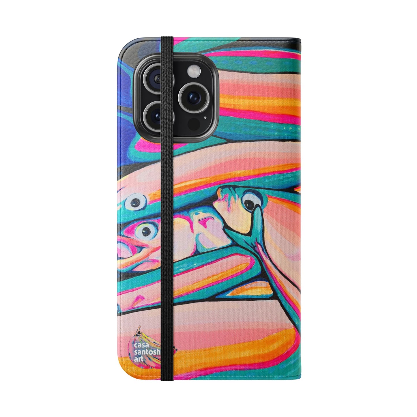 Neon Fish Flip Phone Case – Wallet Cover with Card Slots