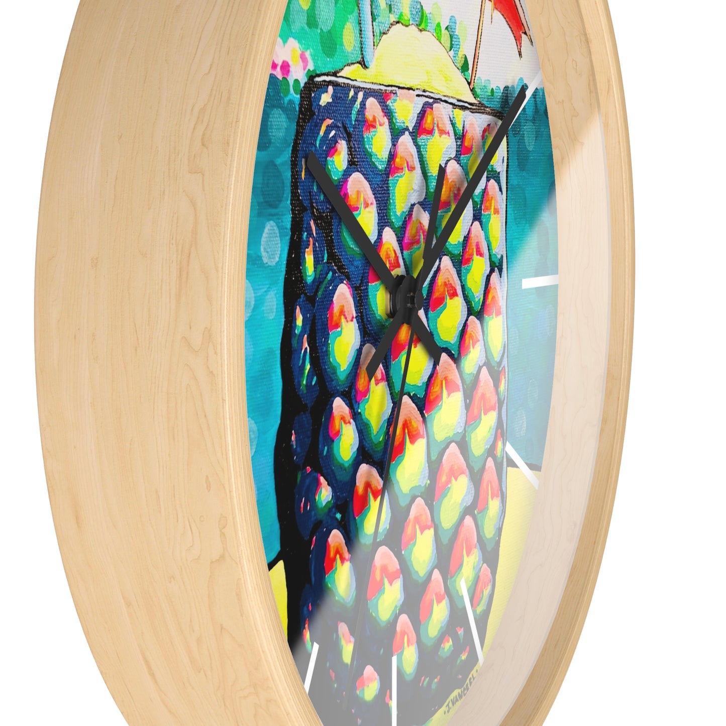 Neon Piña Colada Pop Art Wall Clock