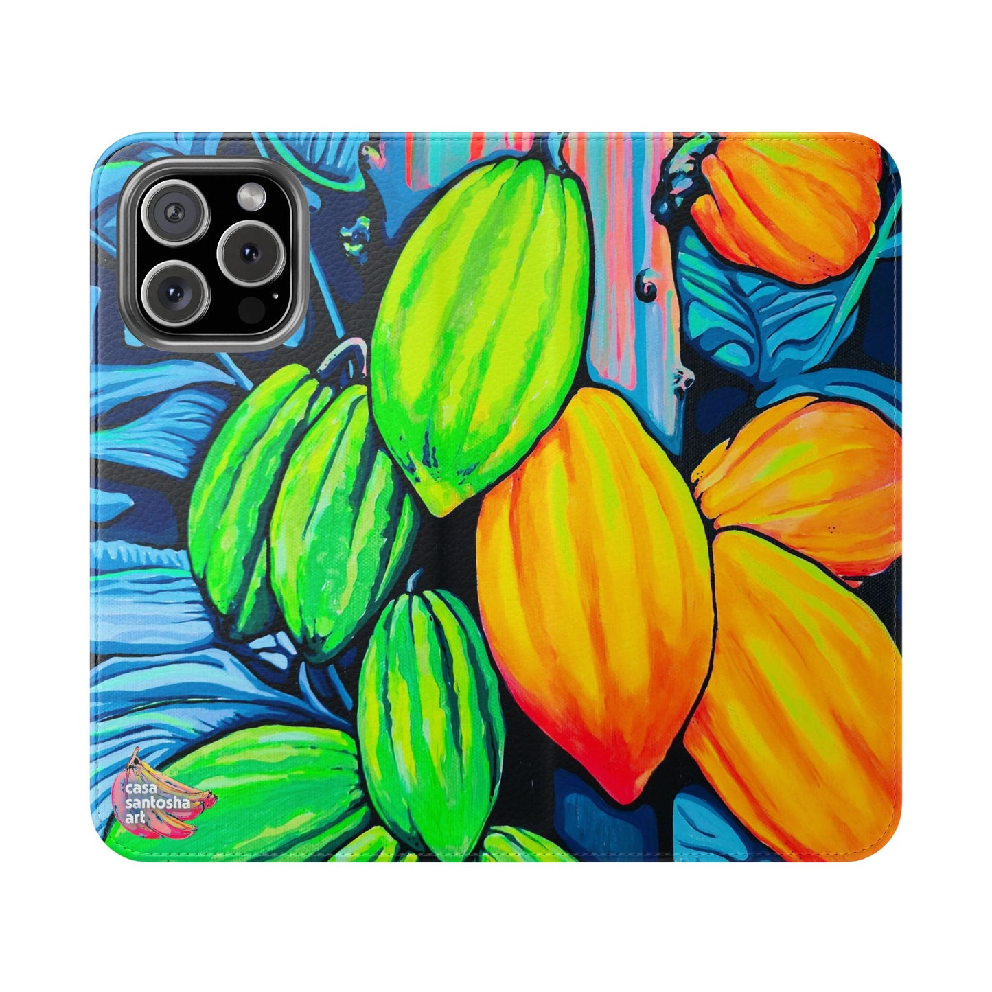 Neon Cacao Flip Phone Case – Wallet Cover with Card Slots