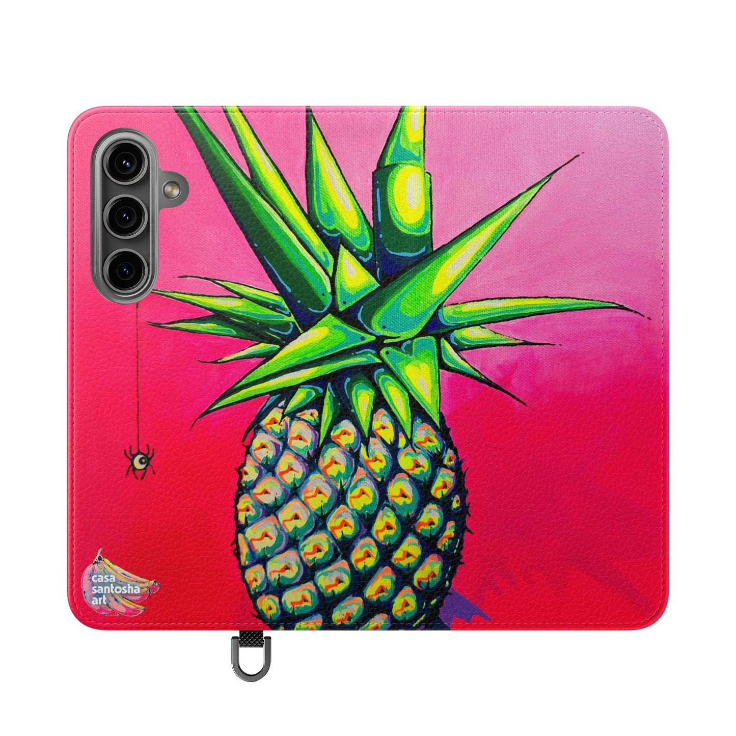 Neon Pineapple Flip Phone Case – Wallet Cover with Card Slots