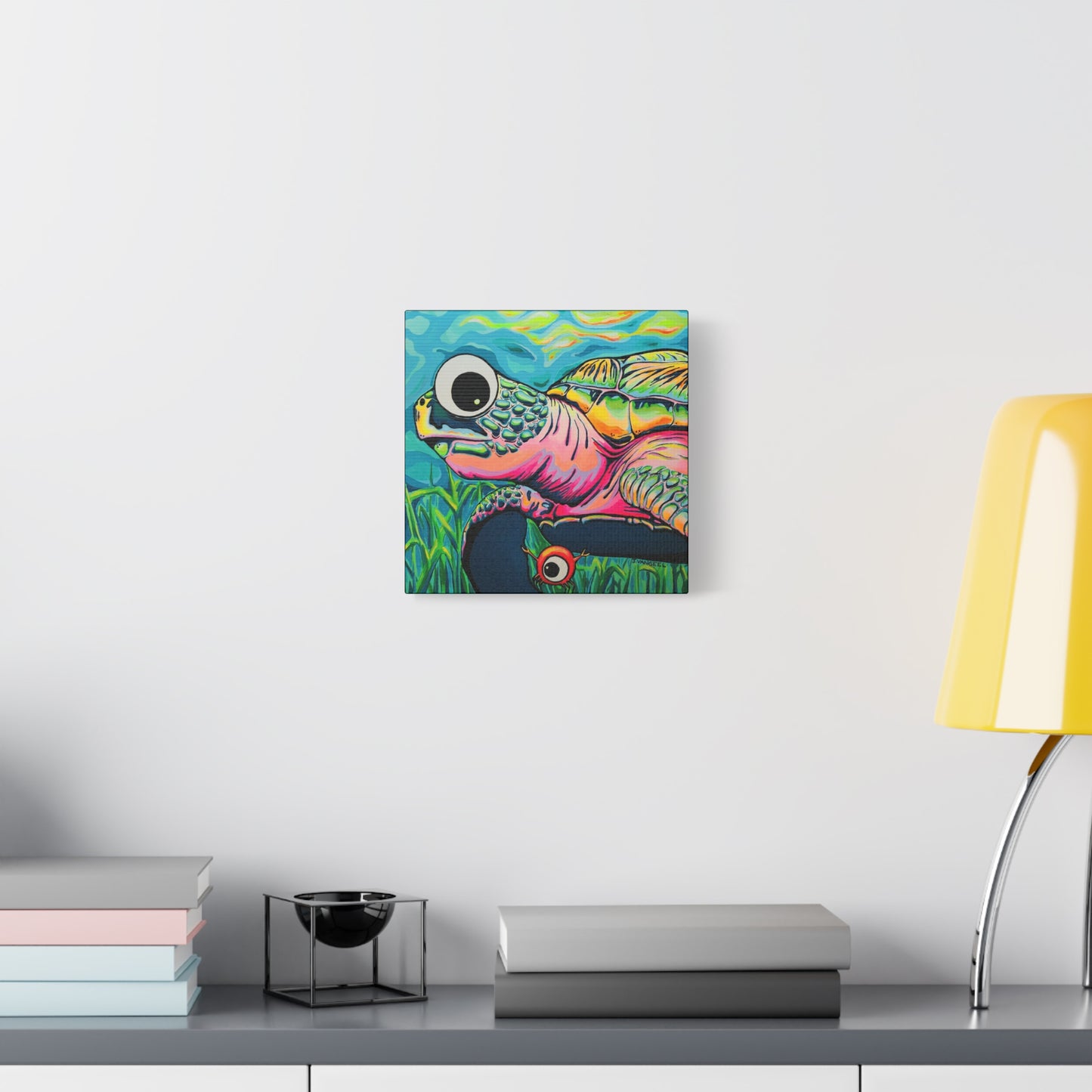 Cyclops Turtle Original Canvas Art Print, Gift, Unique Wall Decor
