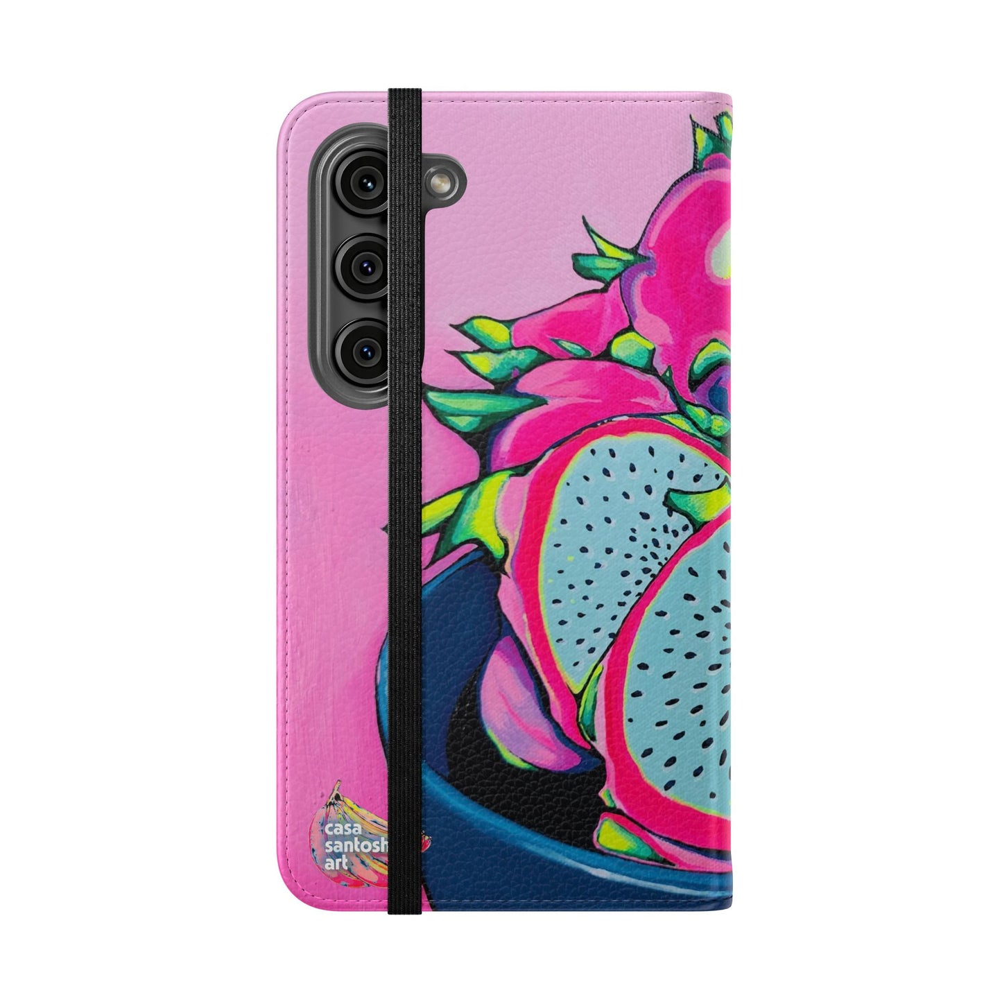 Neon Pink Dragon Fruit Flip Phone Case – Wallet Cover with Card Slots