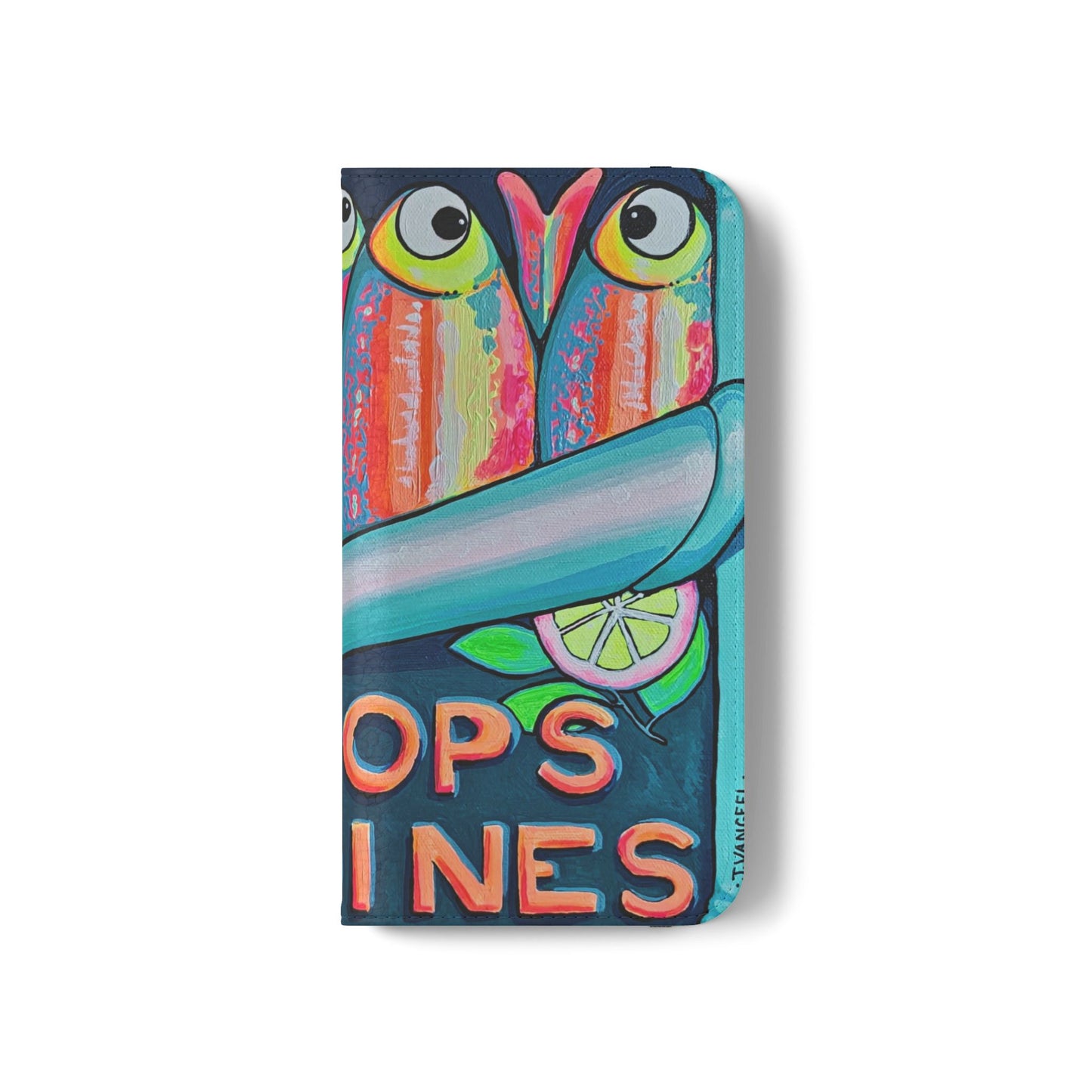Neon Sardines Flip Phone Case – Wallet Cover with Card Slots