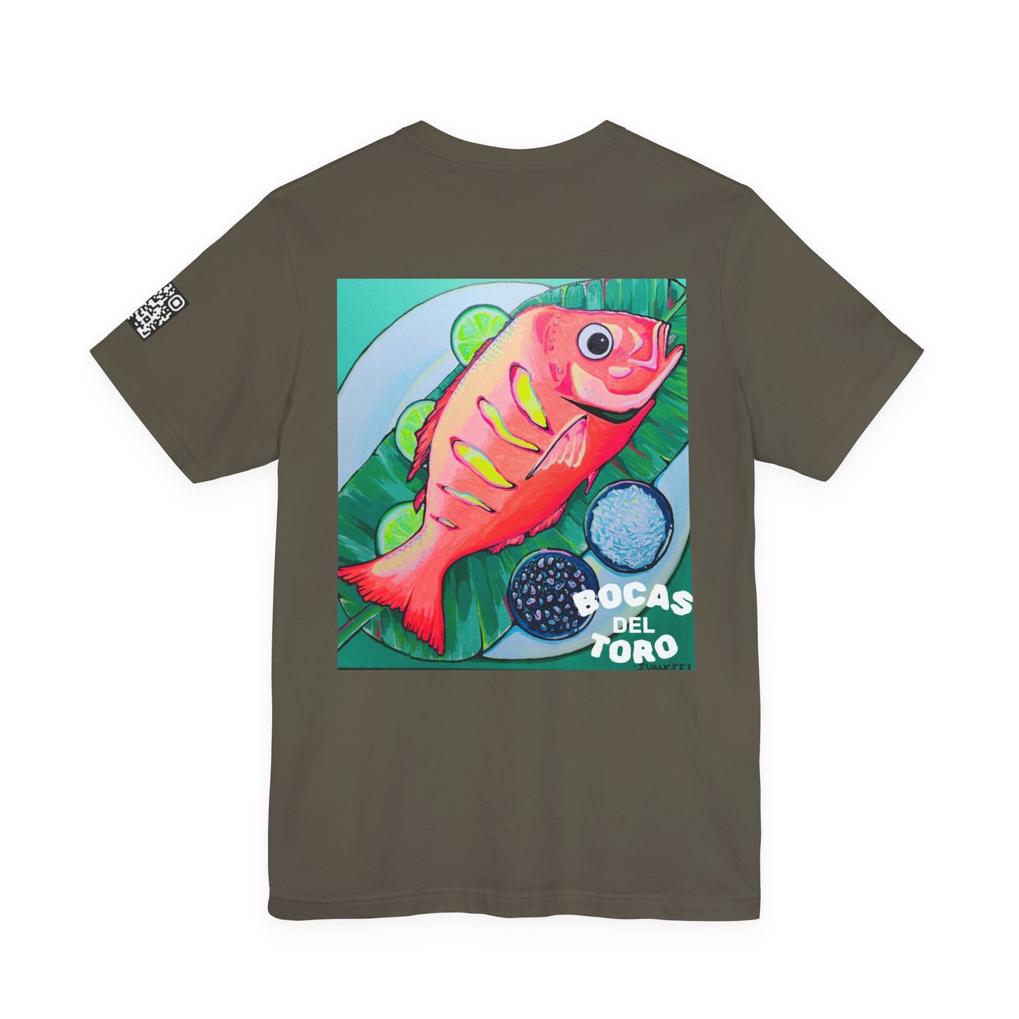 T-shirt unisexe néon à motif poisson frit
