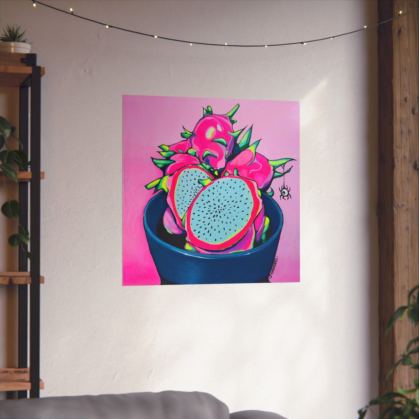 Neon Pink Dragon Fruit Giclée Art Poster