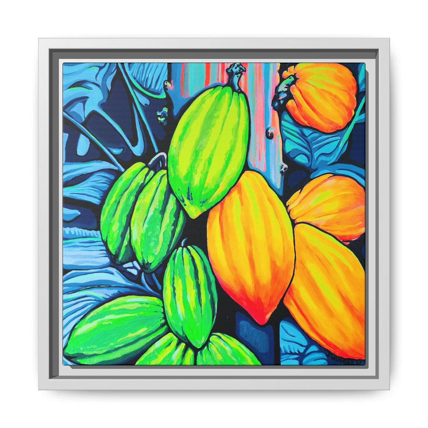Framed Neon Cacao Canvas Print