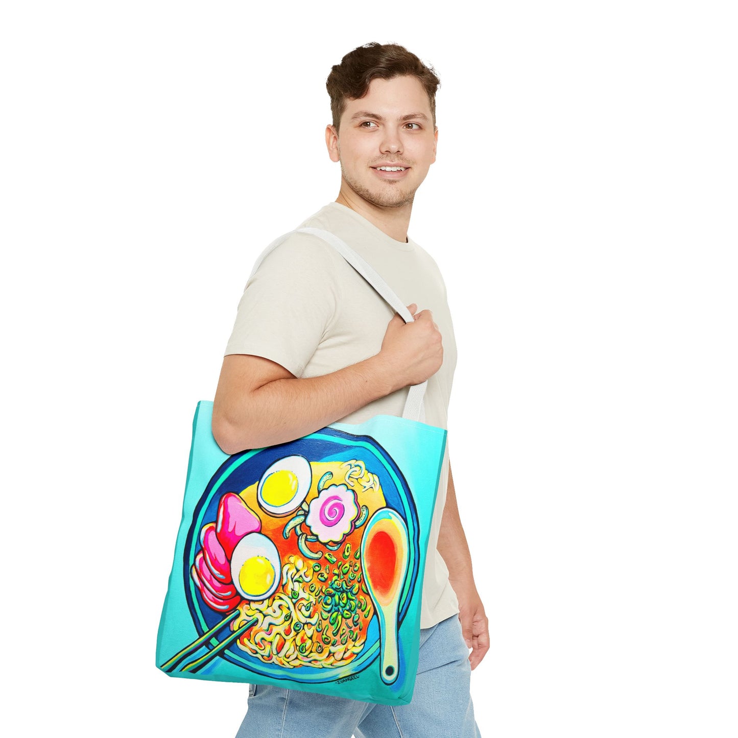 Premium Neon Ramen Tote Bag, Original Artist Design, Reusable Shopping Tote, Eco-Friendly