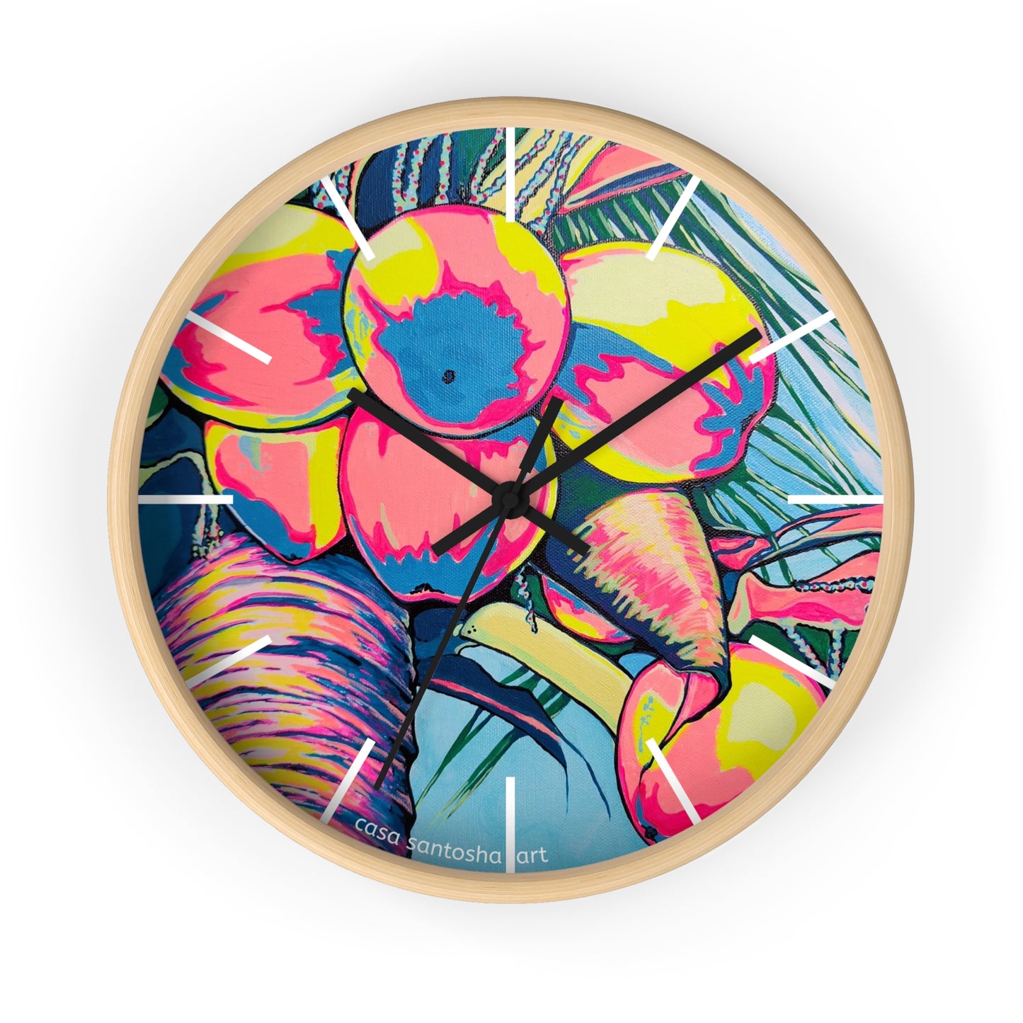 Neon Coconuts Pop Art Wall Clock