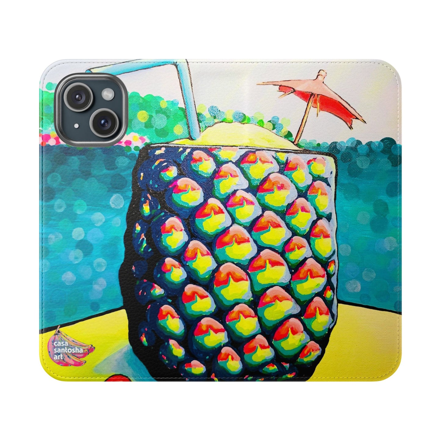 Neon Piña Colada Flip Phone Case – Wallet Cover with Card Slots